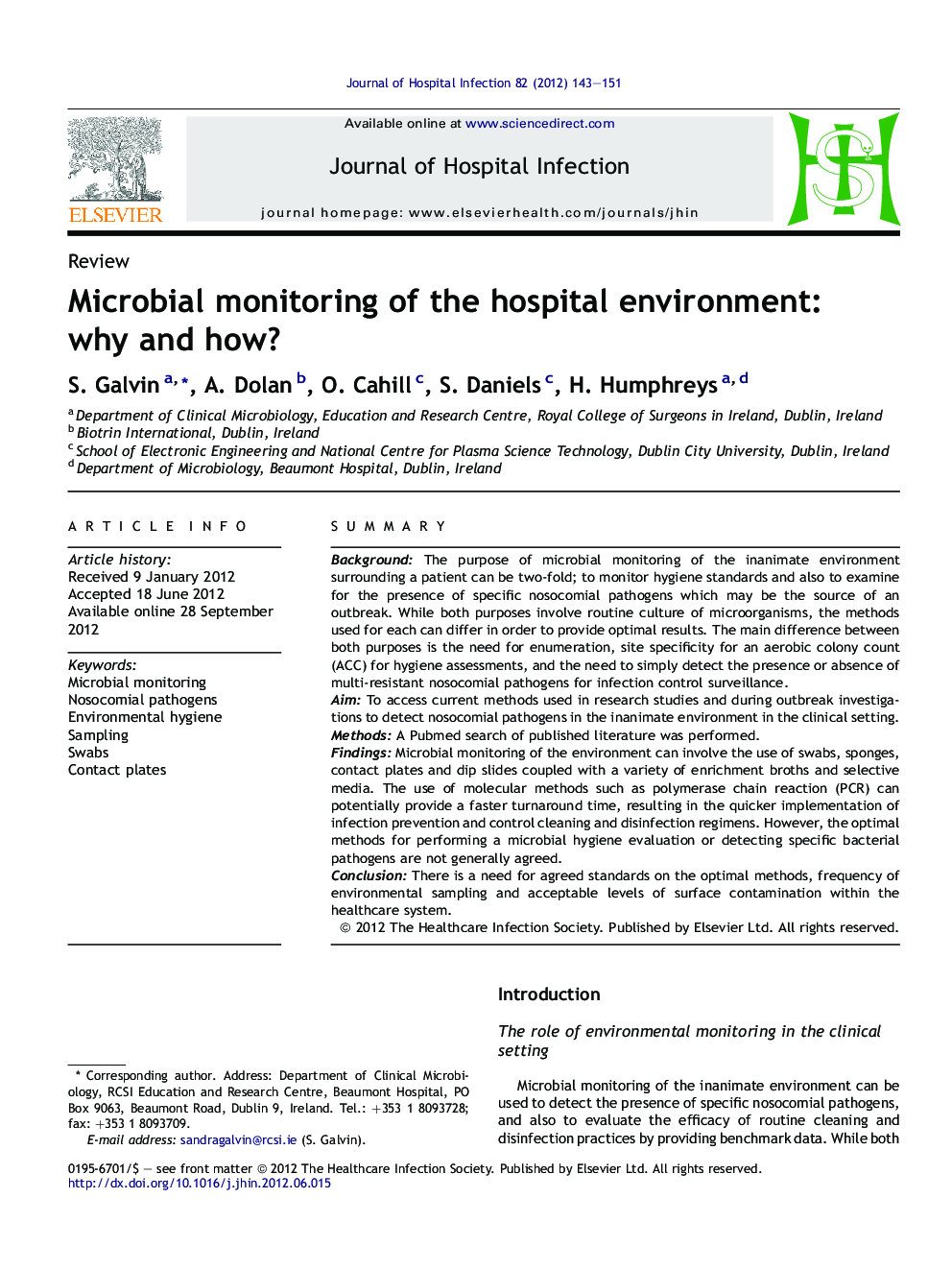 Microbial monitoring of the hospital environment: why and how?