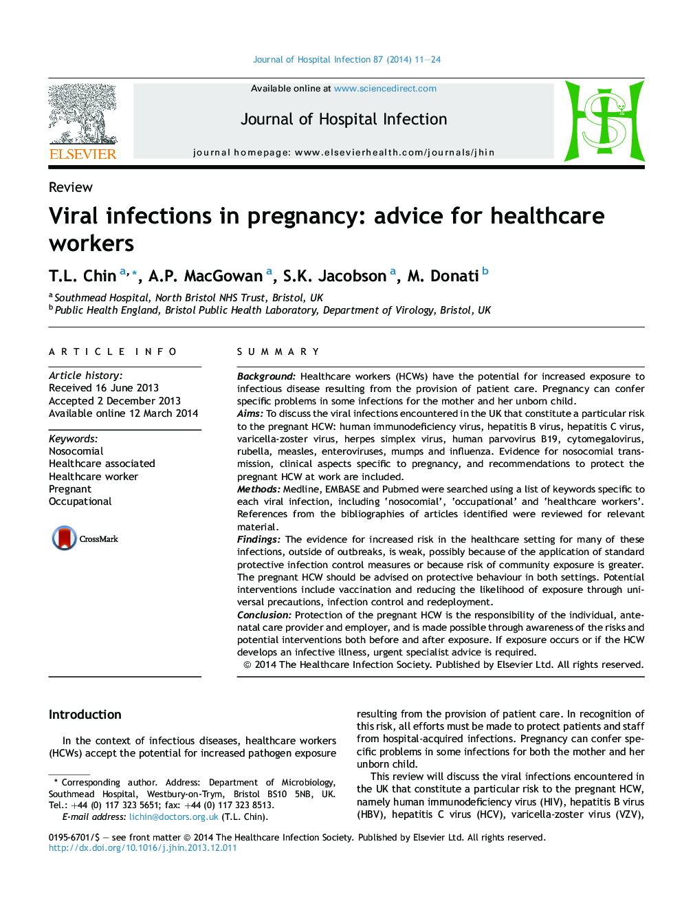 عفونت ویروسی در دوران بارداری: توصیه برای کارکنان مراقبت های بهداشتی 