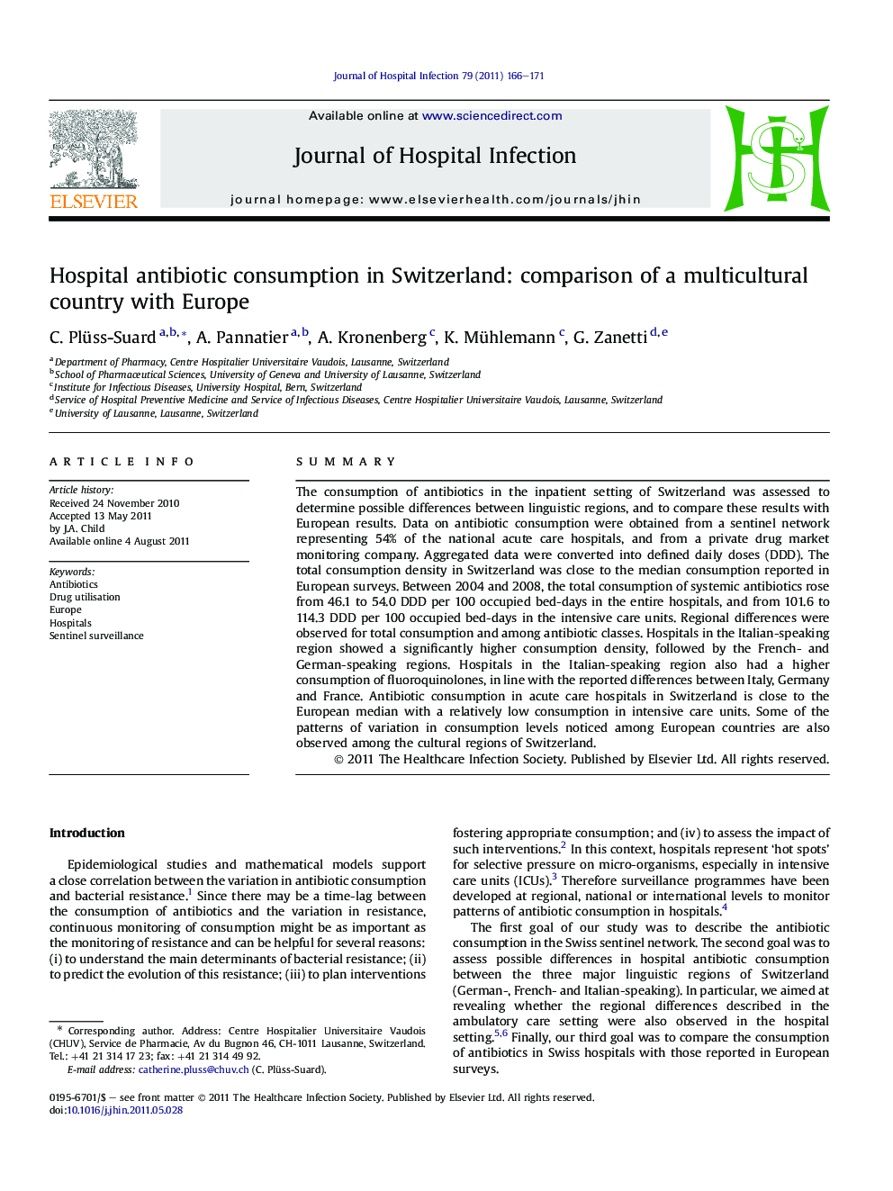 Hospital antibiotic consumption in Switzerland: comparison of a multicultural country with Europe