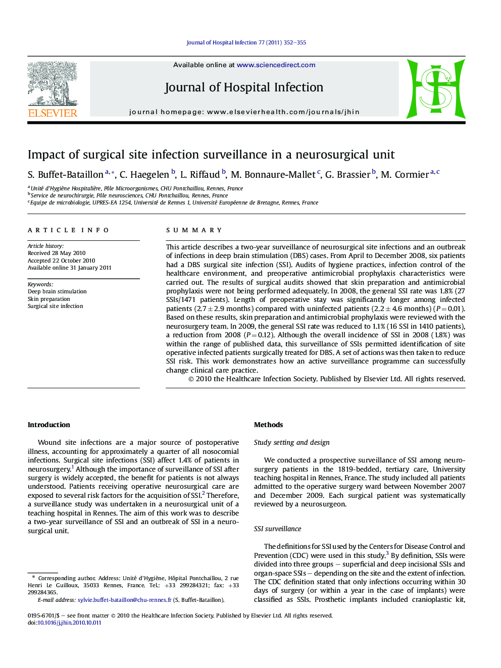 Impact of surgical site infection surveillance in a neurosurgical unit