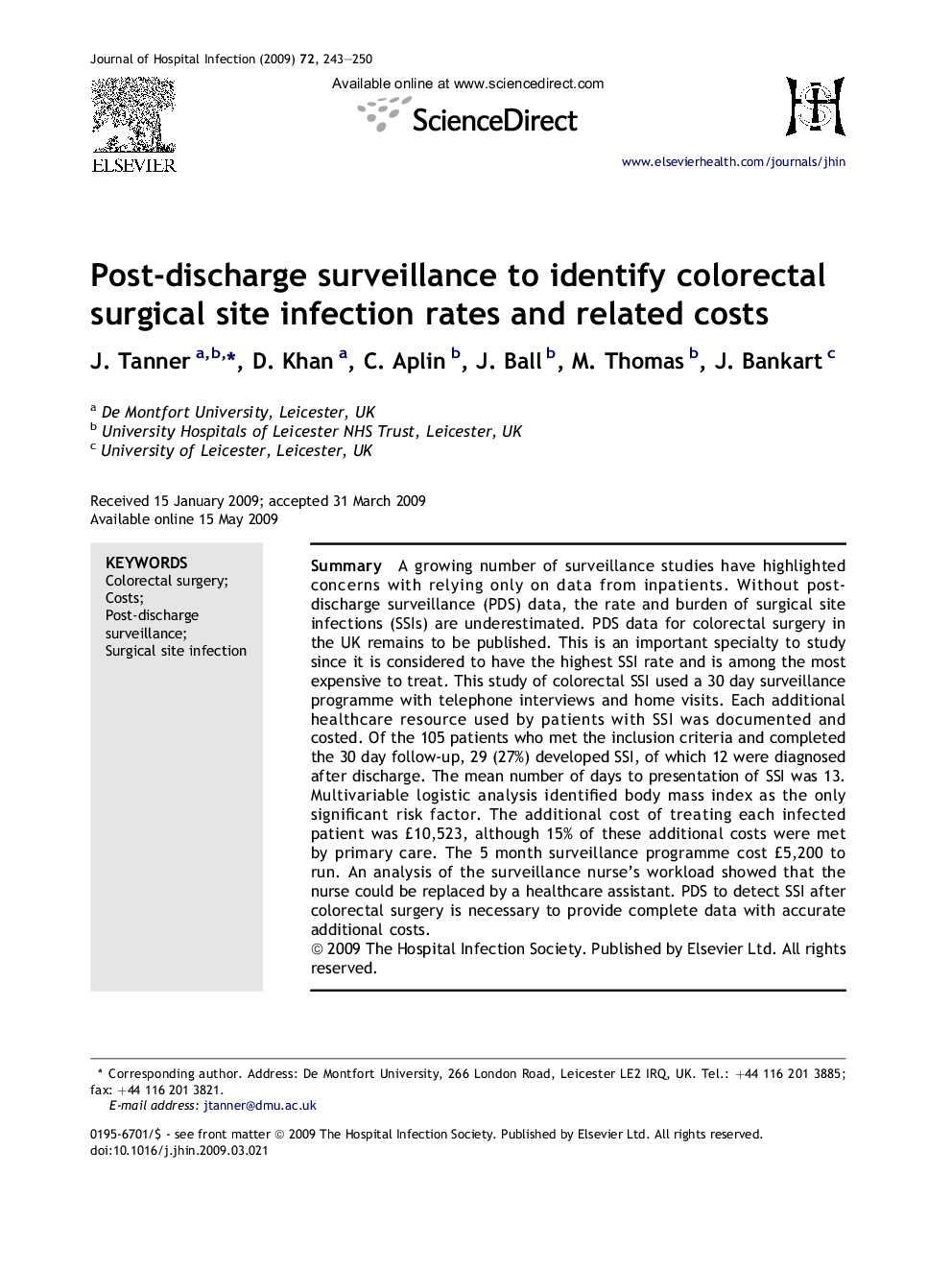 Post-discharge surveillance to identify colorectal surgical site infection rates and related costs