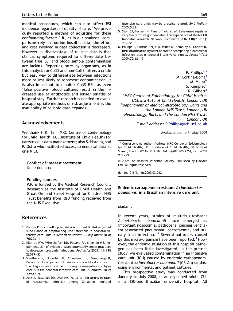 Endemic carbapenem-resistant Acinetobacter baumannii in a Brazilian intensive care unit