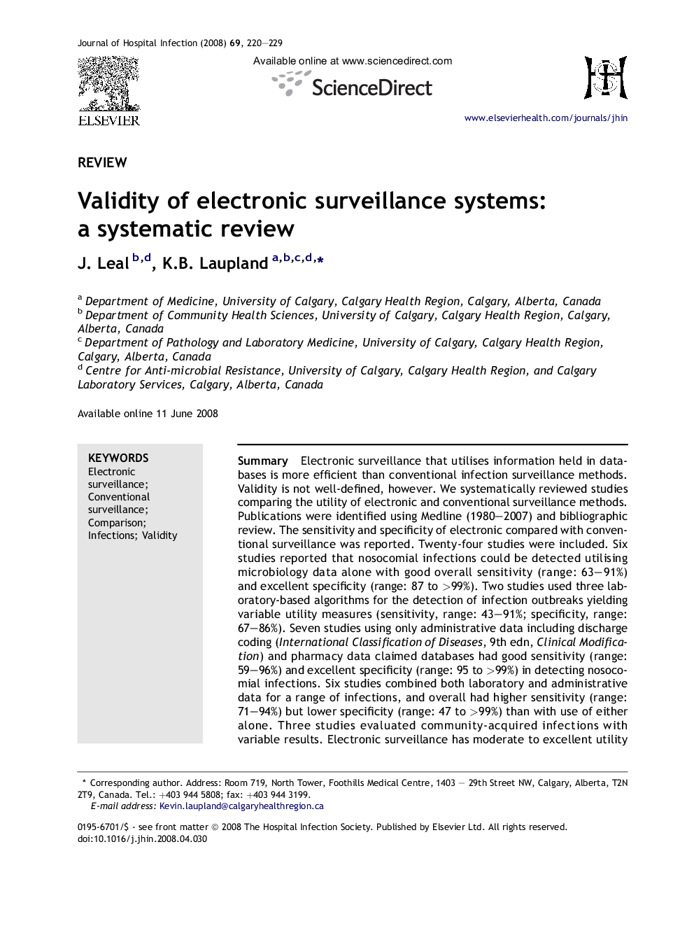 Validity of electronic surveillance systems: a systematic review