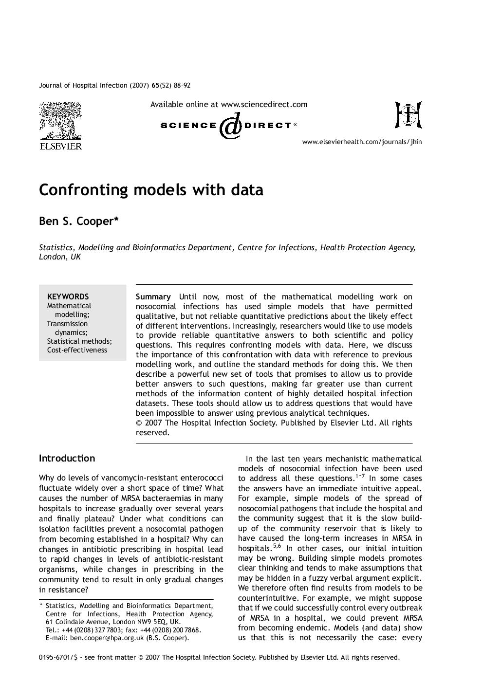 Confronting models with data