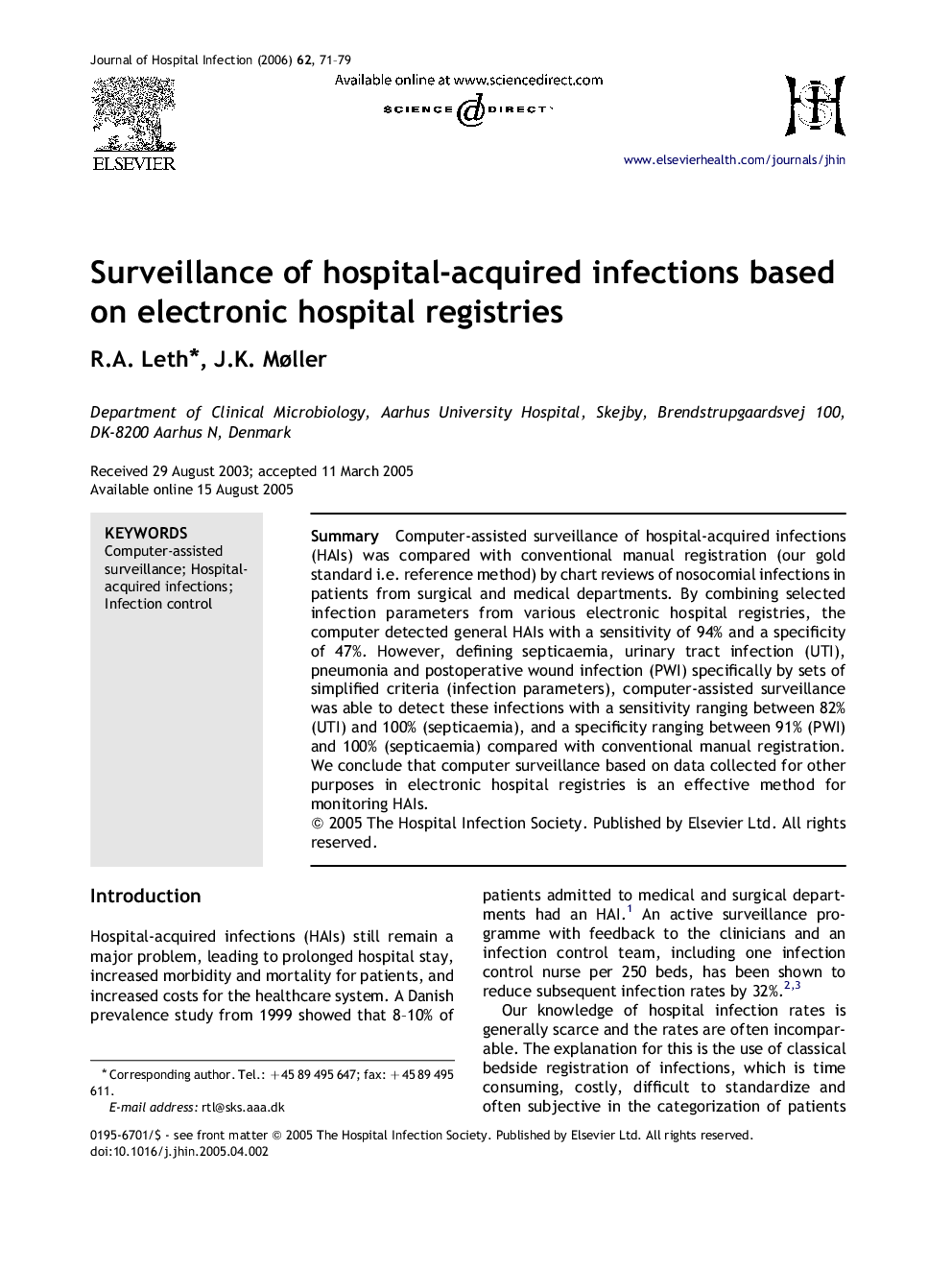 Surveillance of hospital-acquired infections based on electronic hospital registries