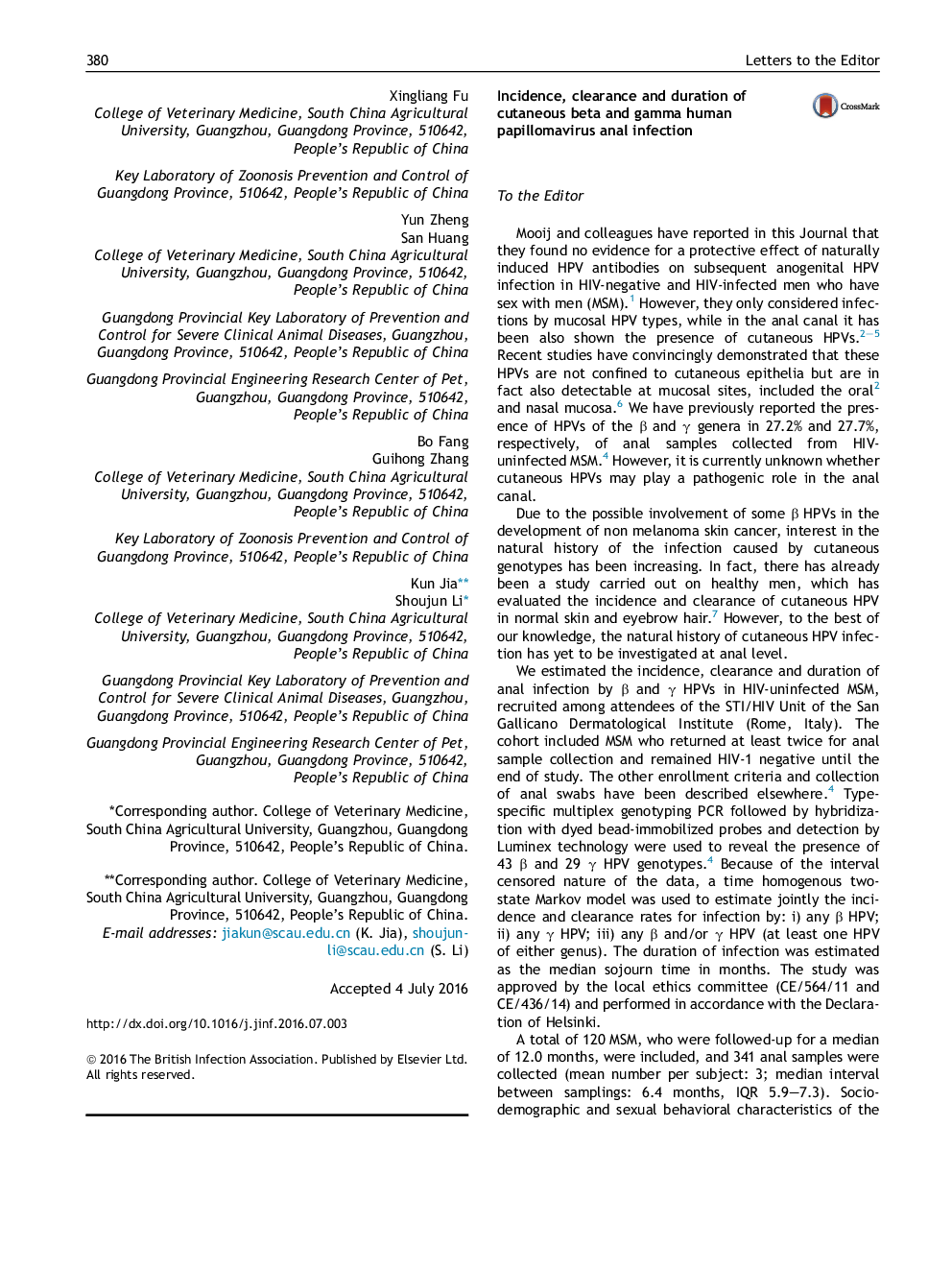 Incidence, clearance and duration of cutaneous beta and gamma human papillomavirus anal infection