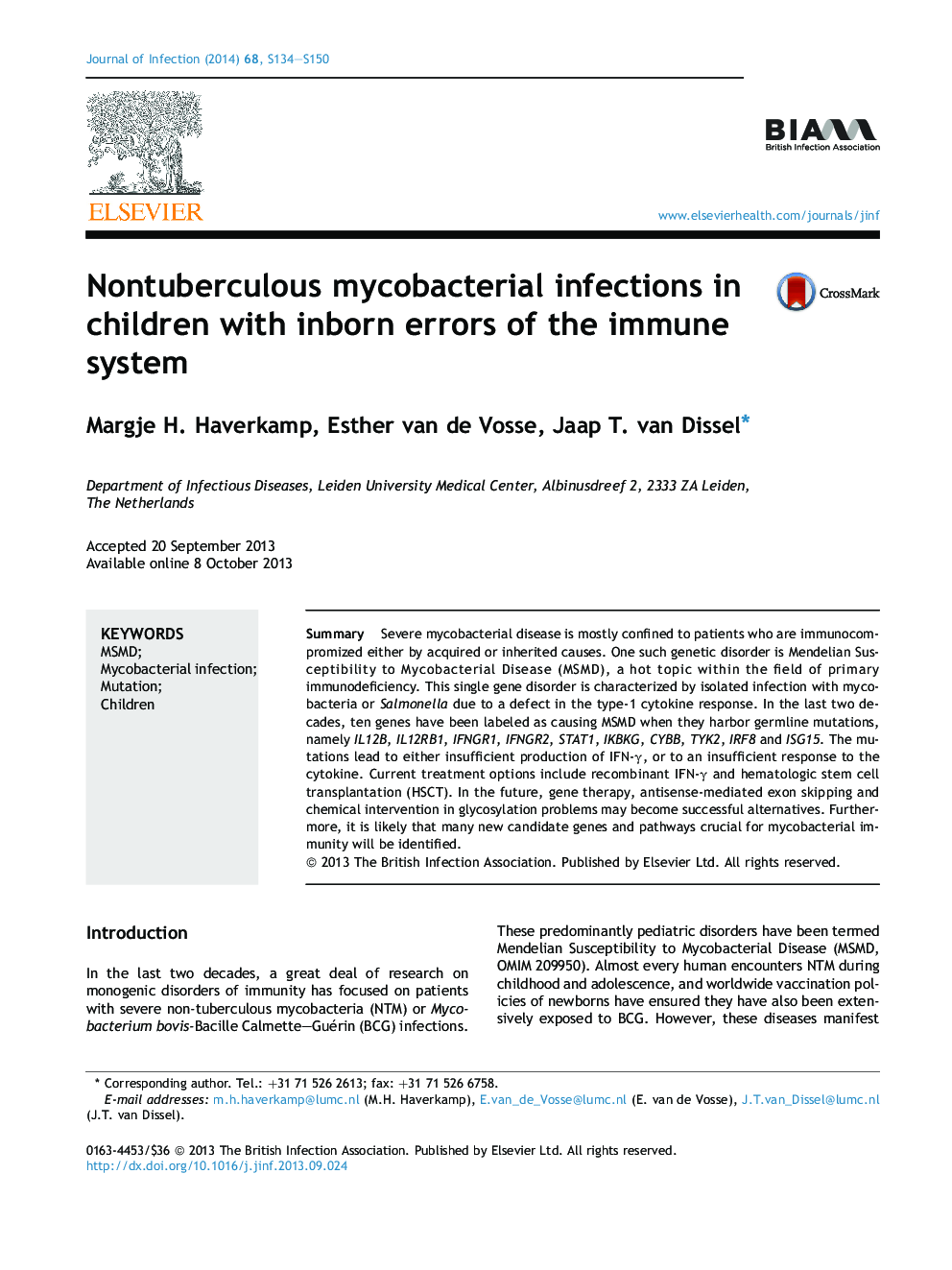 عفونتهای میکوباکتریومی غیرطبیعی در کودکان مبتلا به خطاهای مادرزادی سیستم ایمنی 