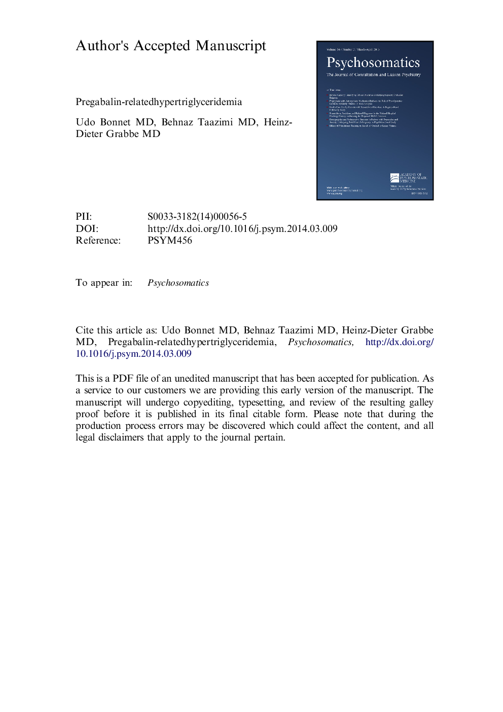 Pregabalin-Related Hypertriglyceridemia