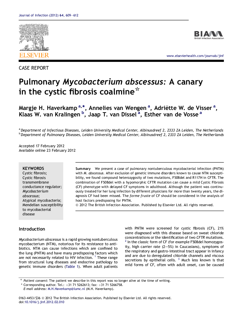 Pulmonary Mycobacterium abscessus: A canary in the cystic fibrosis coalmine 