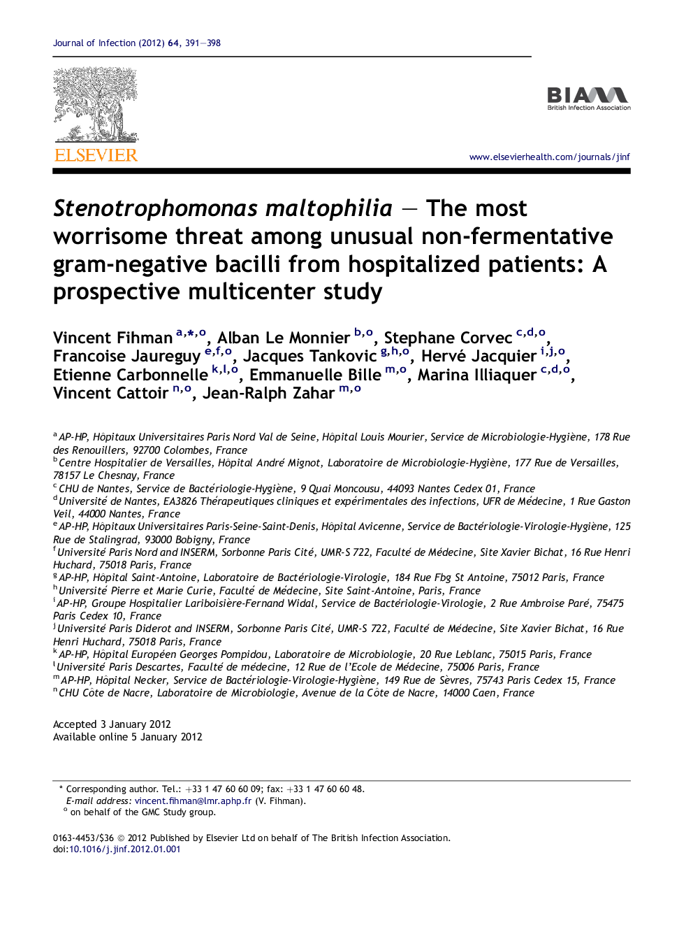 Stenotrophomonas maltophilia – The most worrisome threat among unusual non-fermentative gram-negative bacilli from hospitalized patients: A prospective multicenter study
