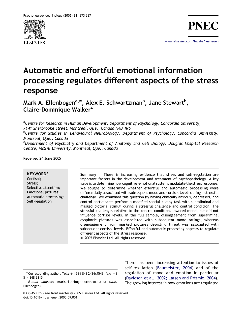 Automatic and effortful emotional information processing regulates different aspects of the stress response