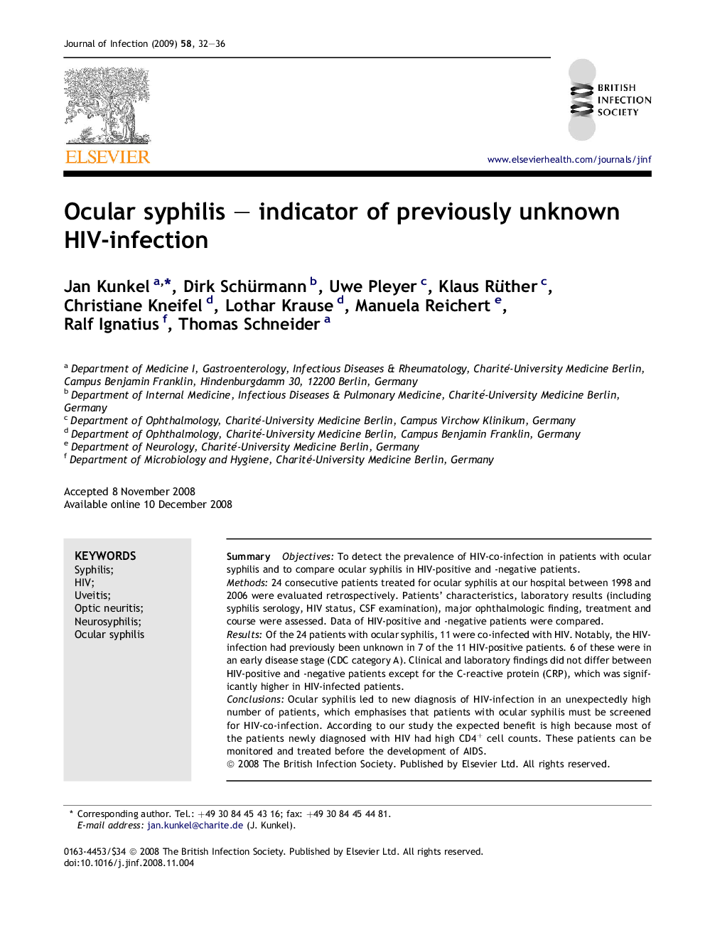 Ocular syphilis – indicator of previously unknown HIV-infection