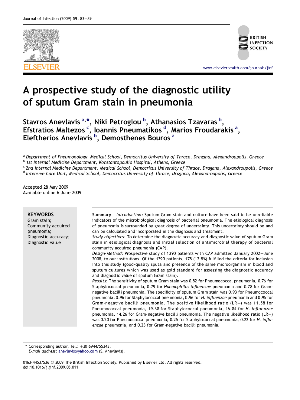 A prospective study of the diagnostic utility of sputum Gram stain in pneumonia