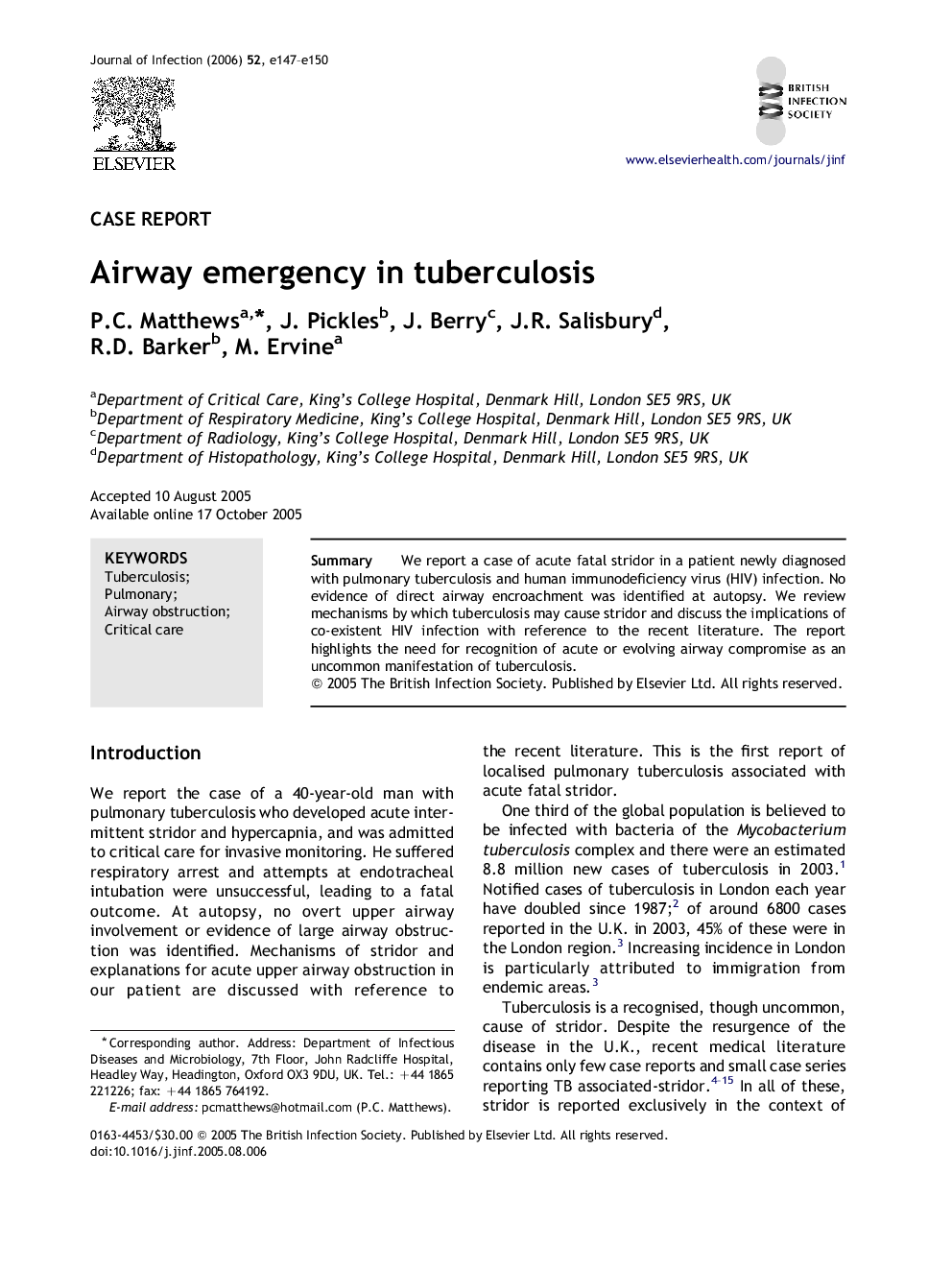 Airway emergency in tuberculosis