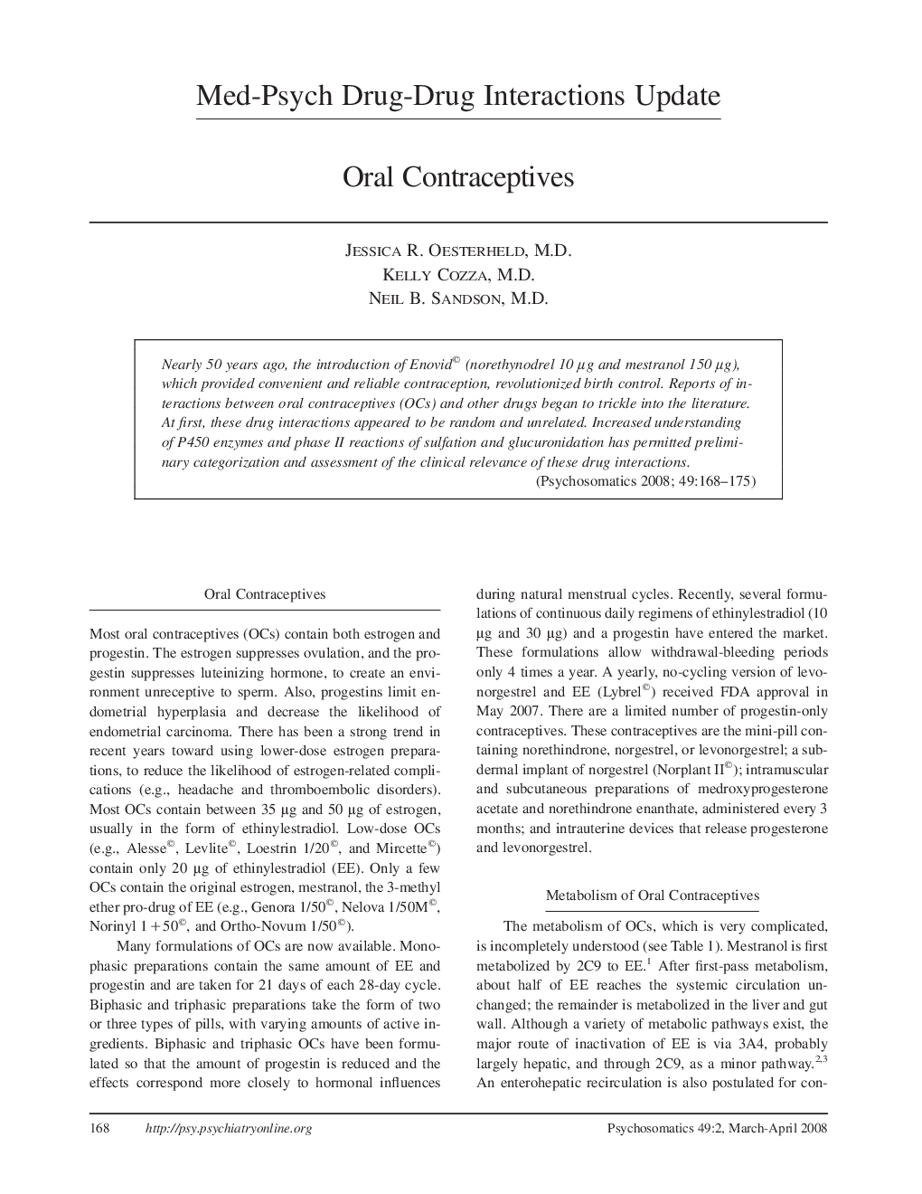 Oral Contraceptives