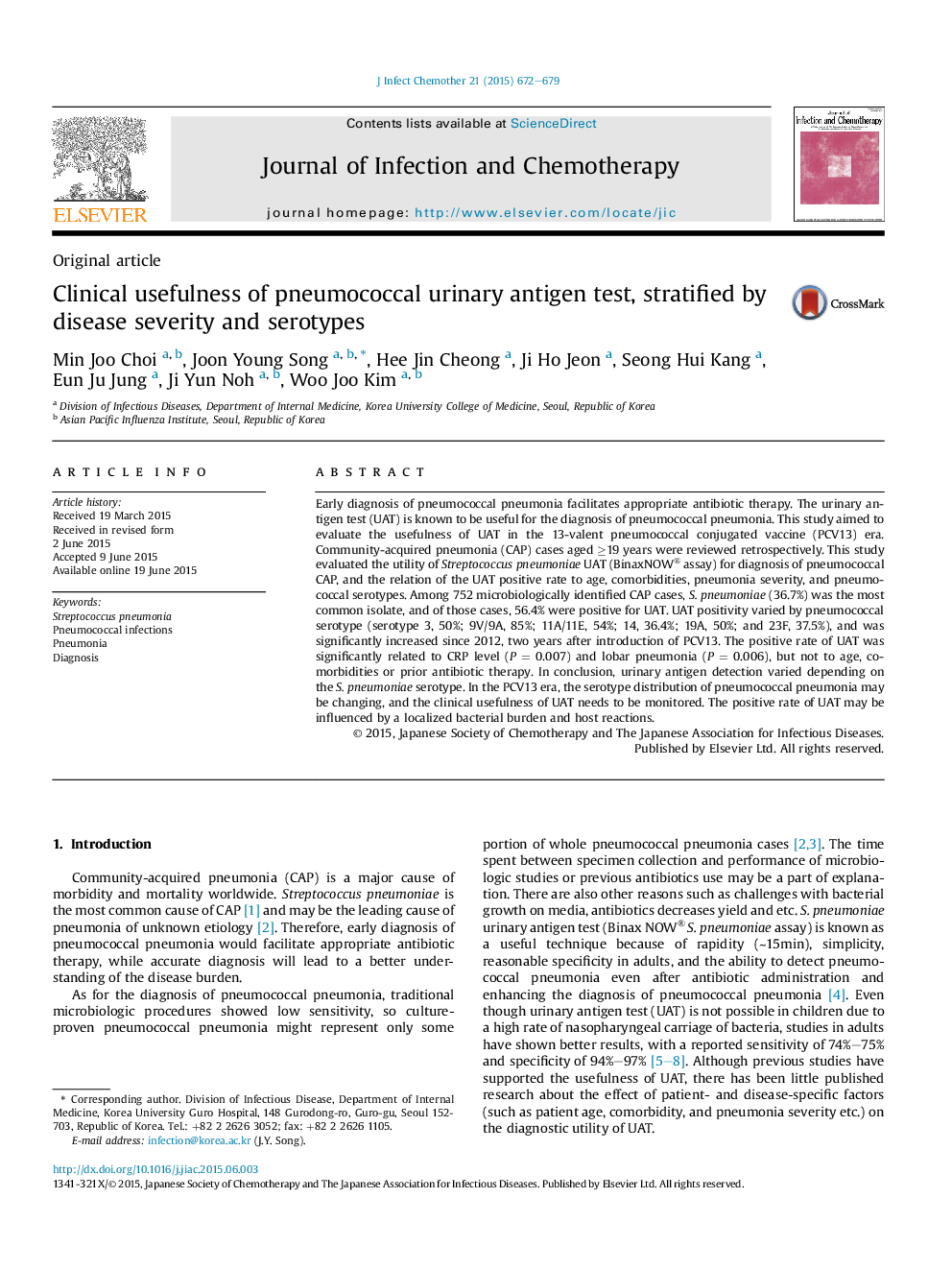 Clinical usefulness of pneumococcal urinary antigen test, stratified by disease severity and serotypes