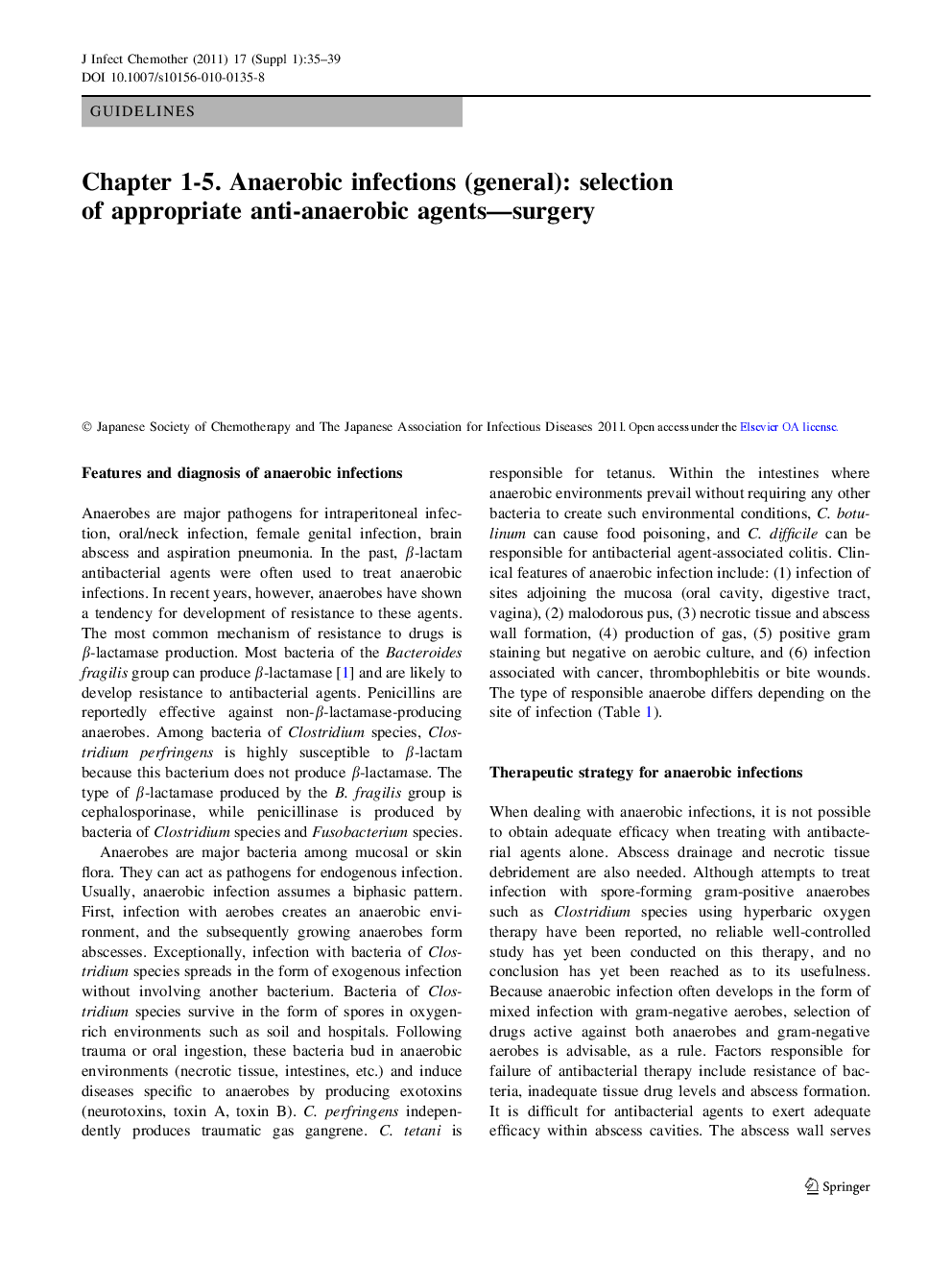 Chapter 1-5. Anaerobic infections (general): selection of appropriate anti-anaerobic agents-surgery