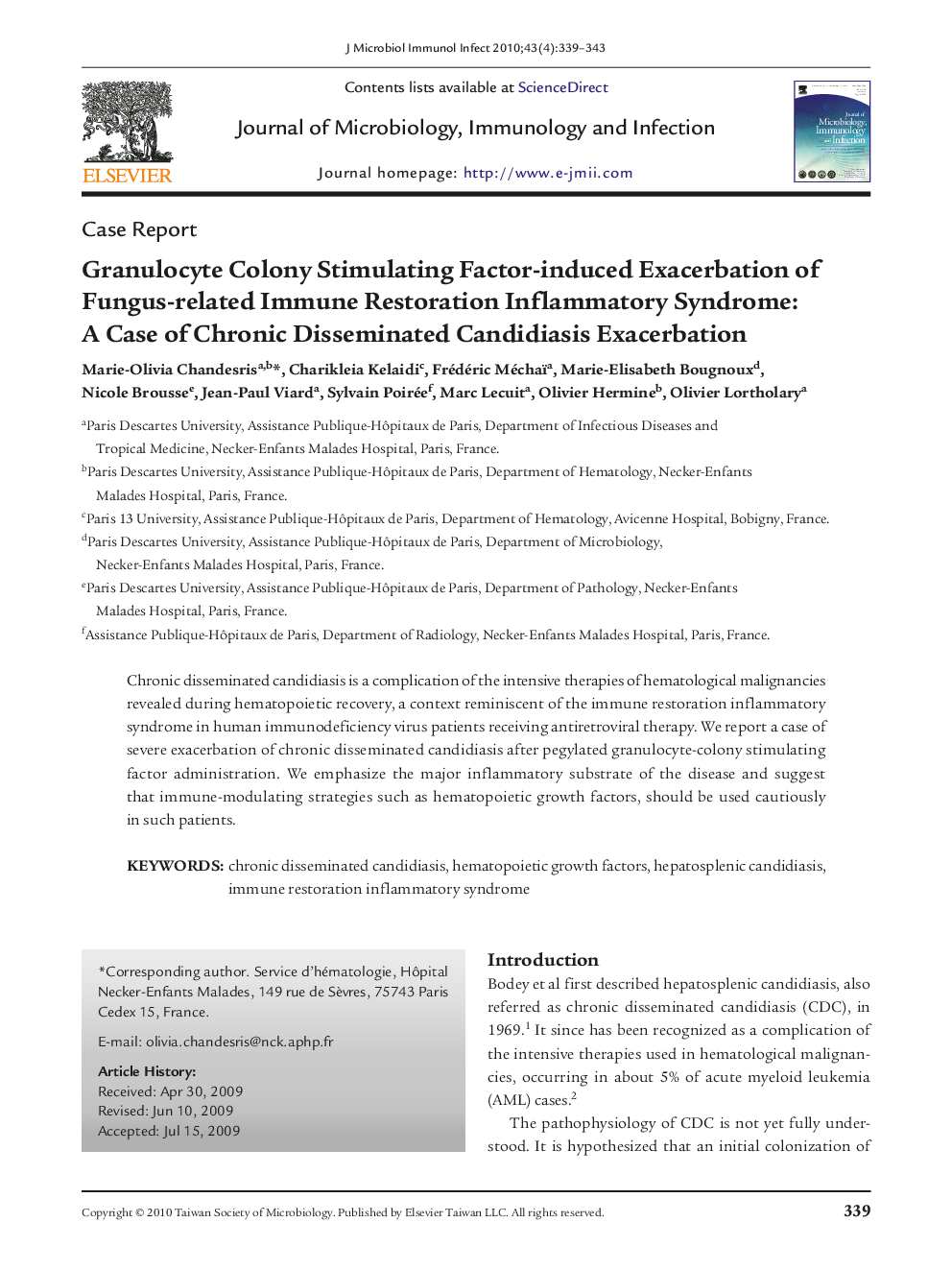 Granulocyte Colony Stimulating Factor-induced Exacerbation of Fungus-related Immune Restoration Inflammatory Syndrome: A Case of Chronic Disseminated Candidiasis Exacerbation