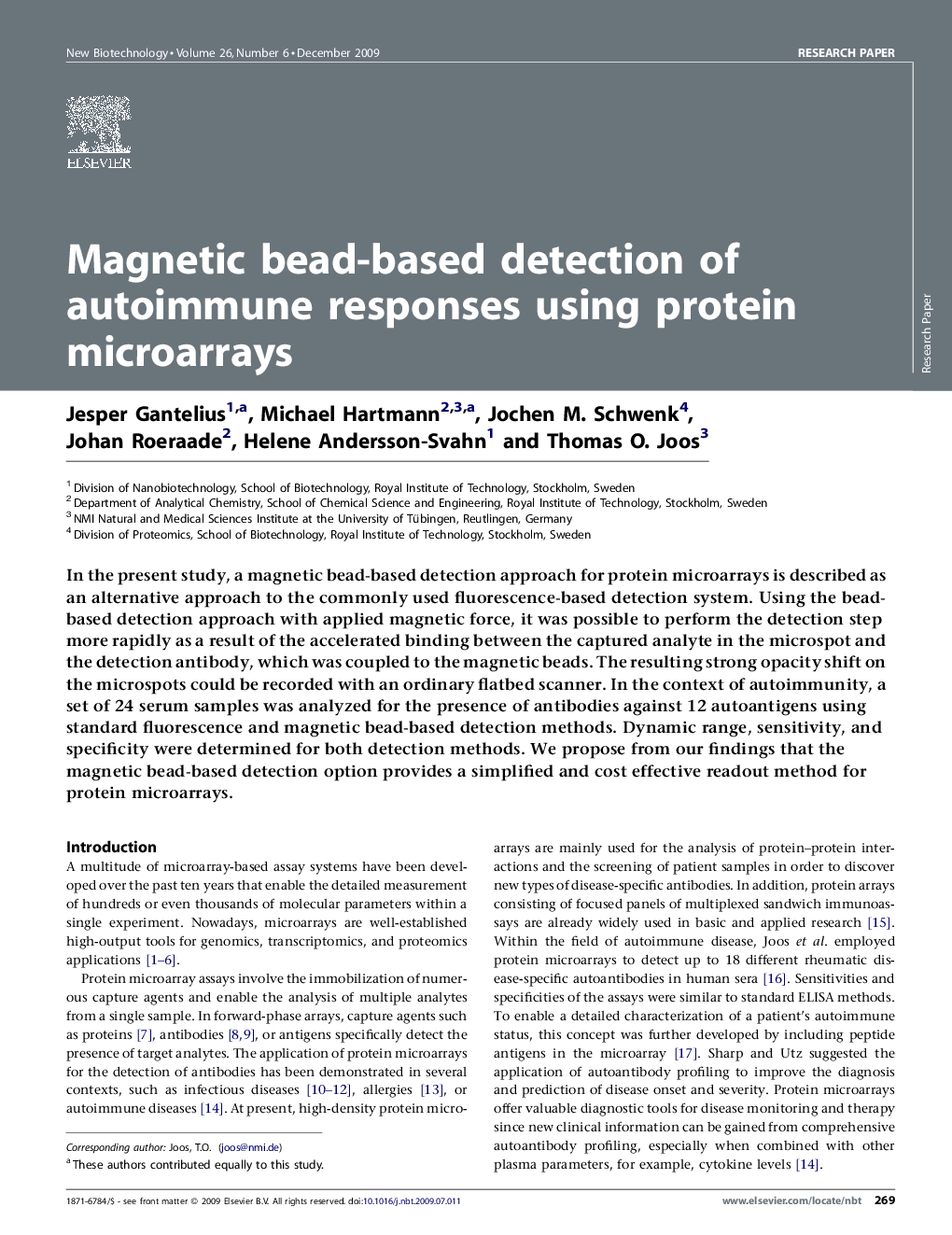 Magnetic bead-based detection of autoimmune responses using protein microarrays