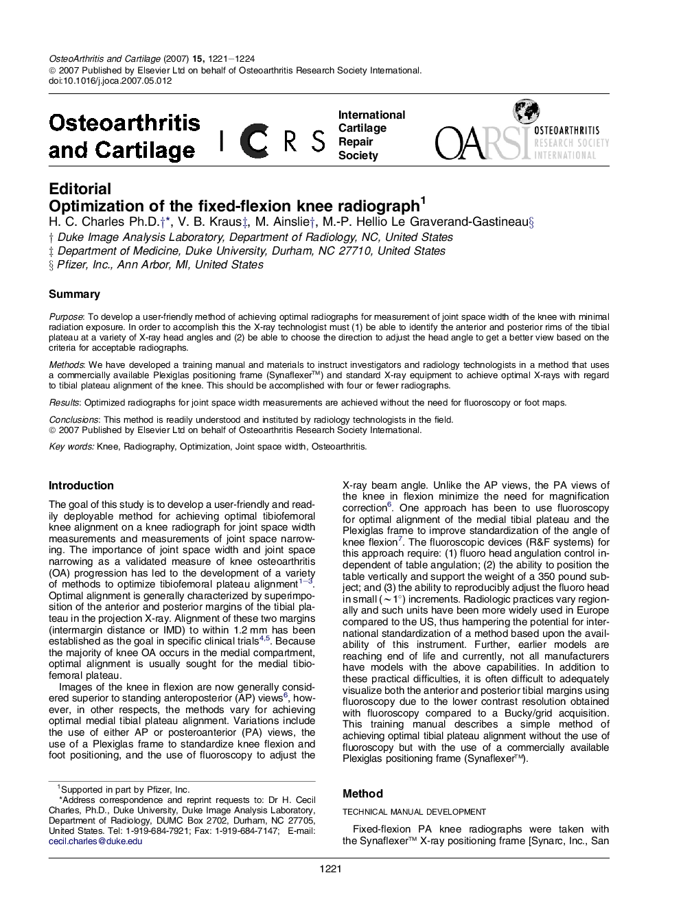 Optimization of the fixed-flexion knee radiograph 1