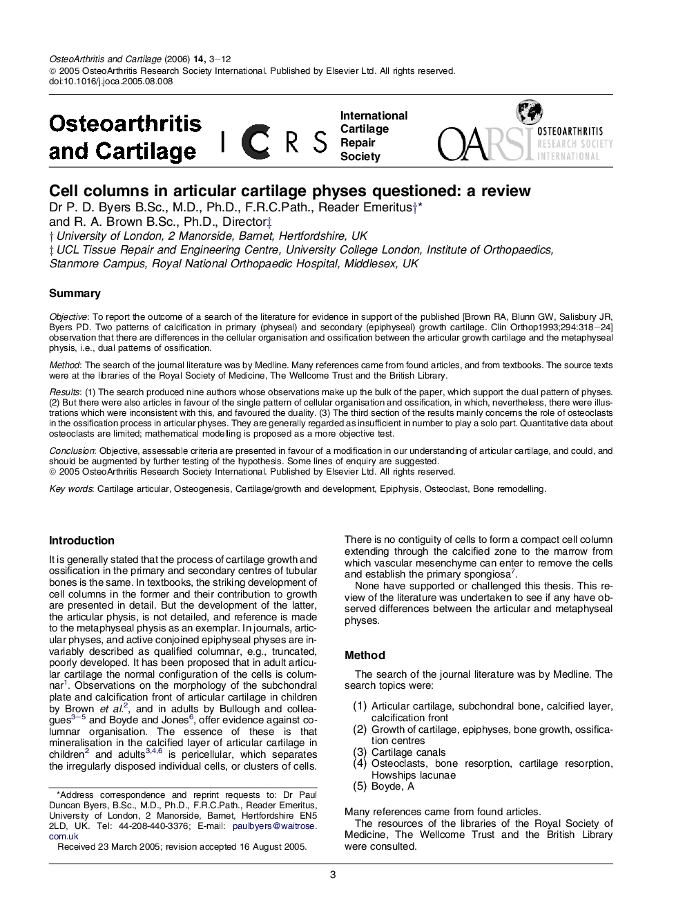 Cell columns in articular cartilage physes questioned: a review