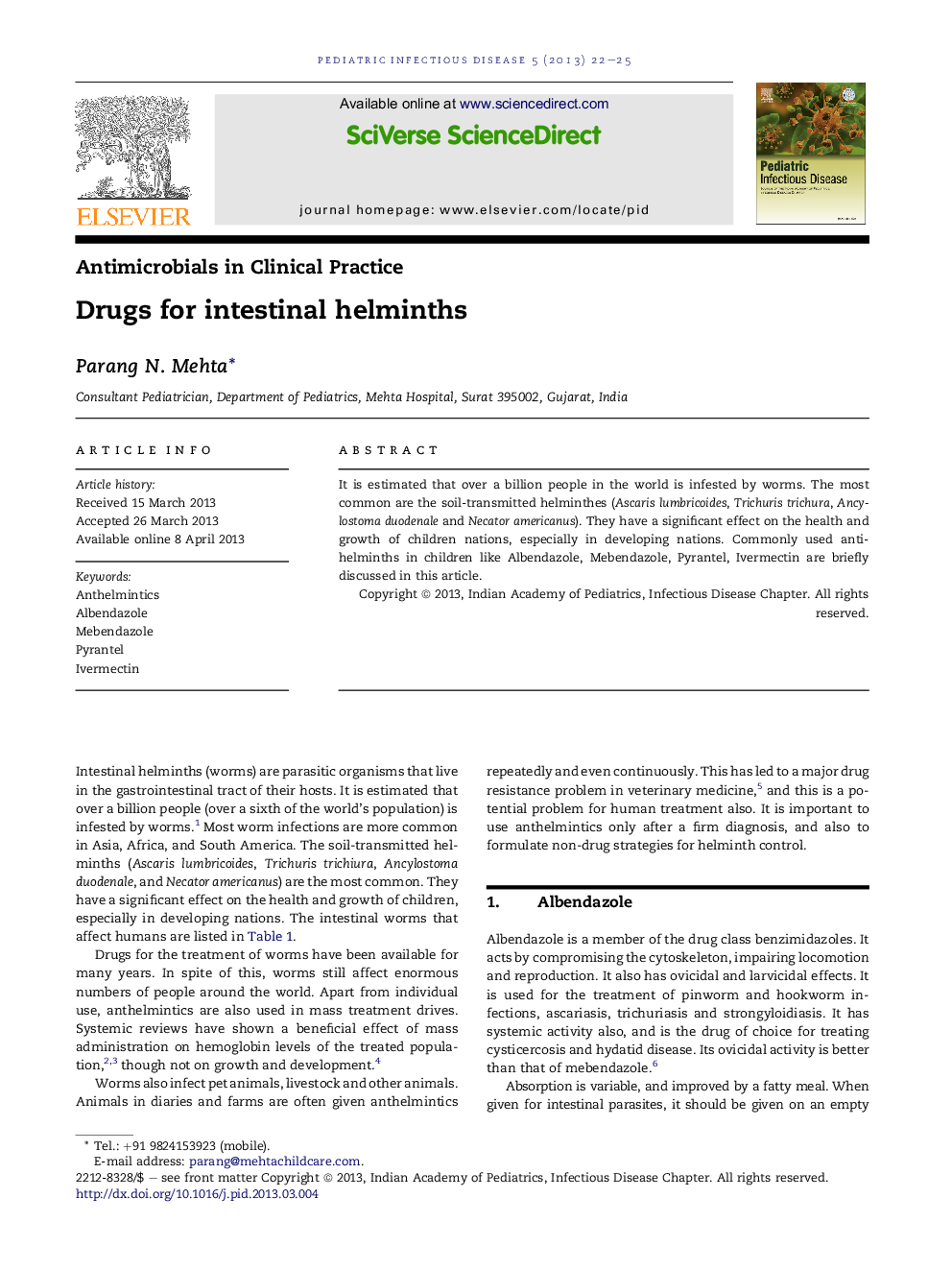 Drugs for intestinal helminths