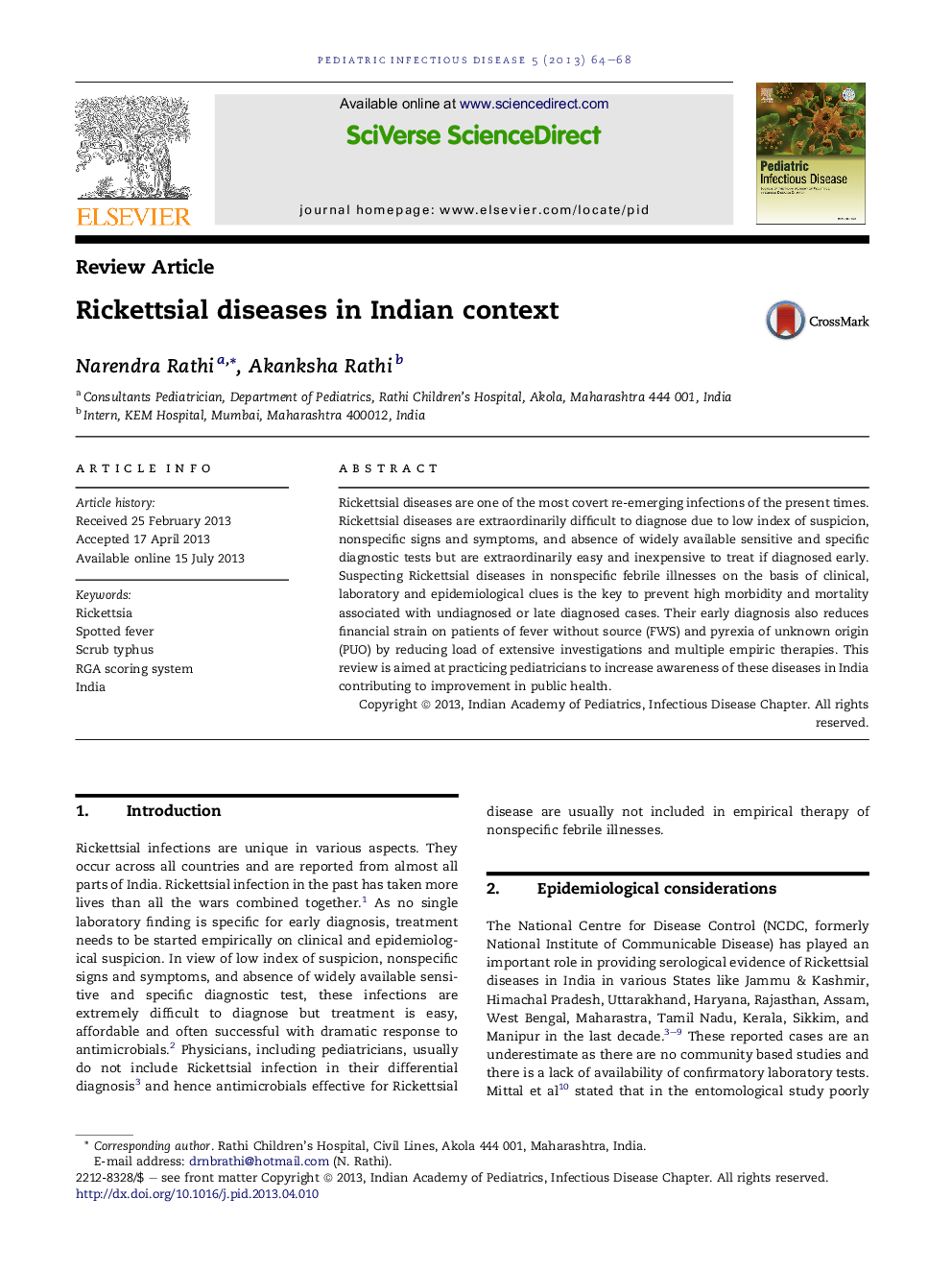 Rickettsial diseases in Indian context