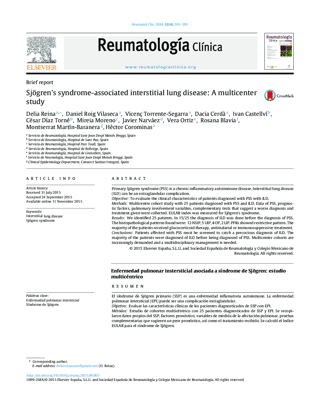 Sjögren's syndrome-associated interstitial lung disease: A multicenter study