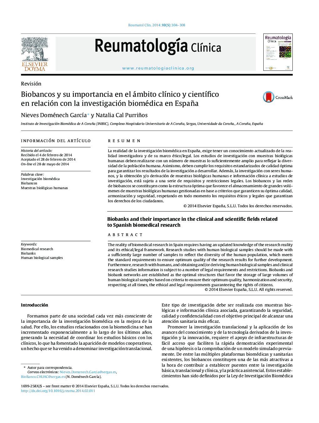 Biobancos y su importancia en el ámbito clÃ­nico y cientÃ­fico en relación con la investigación biomédica en España