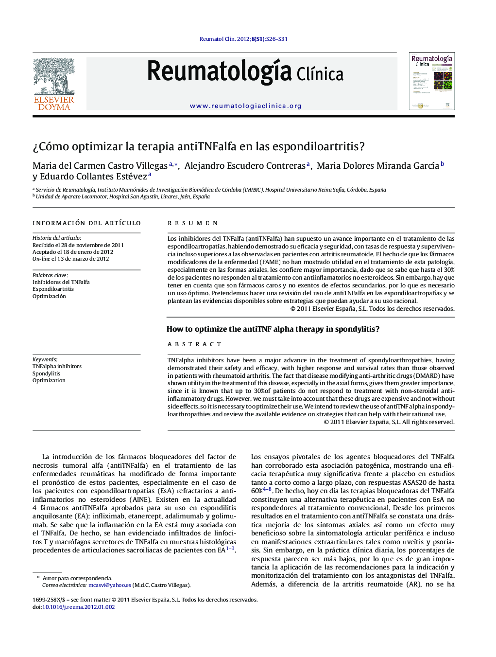 ¿Cómo optimizar la terapia antiTNFalfa en las espondiloartritis?