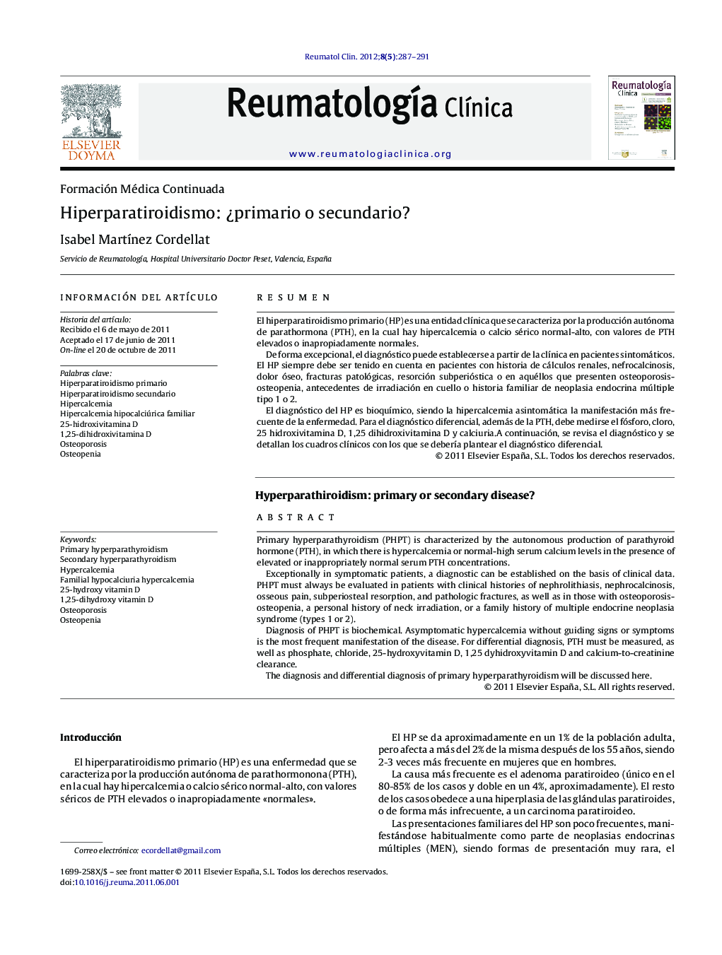 Hiperparatiroidismo: Â¿primario o secundario?