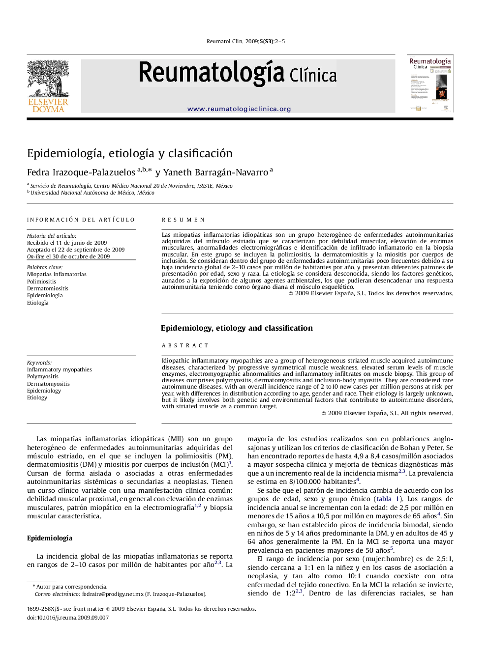 Epidemiología, etiología y clasificación