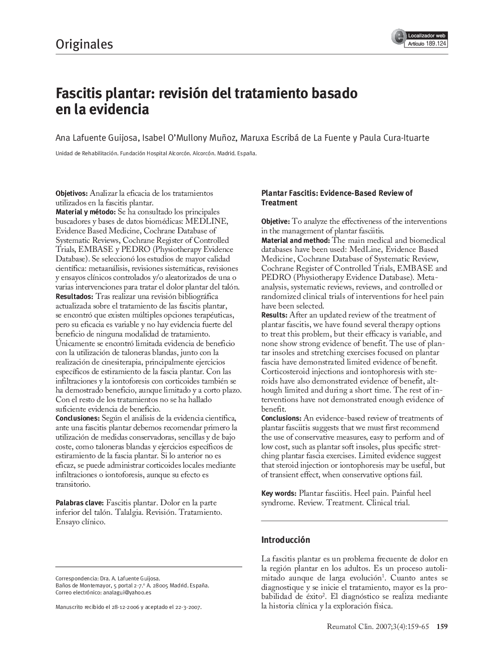 Fascitis plantar: revisión del tratamiento basado en la evidencia