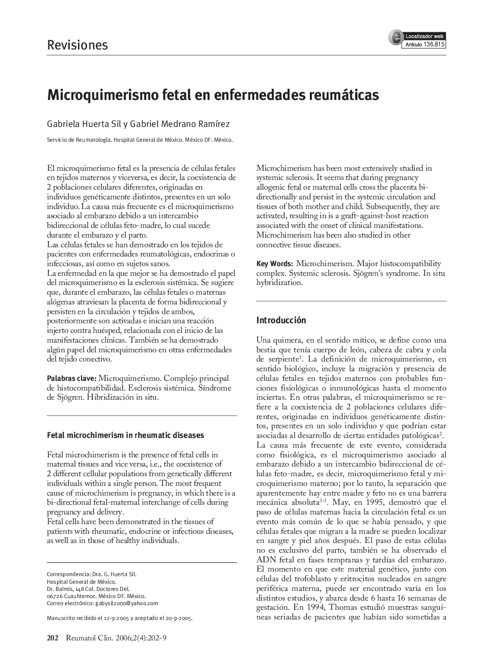 Microquimerismo fetal en enfermedades reumáticas