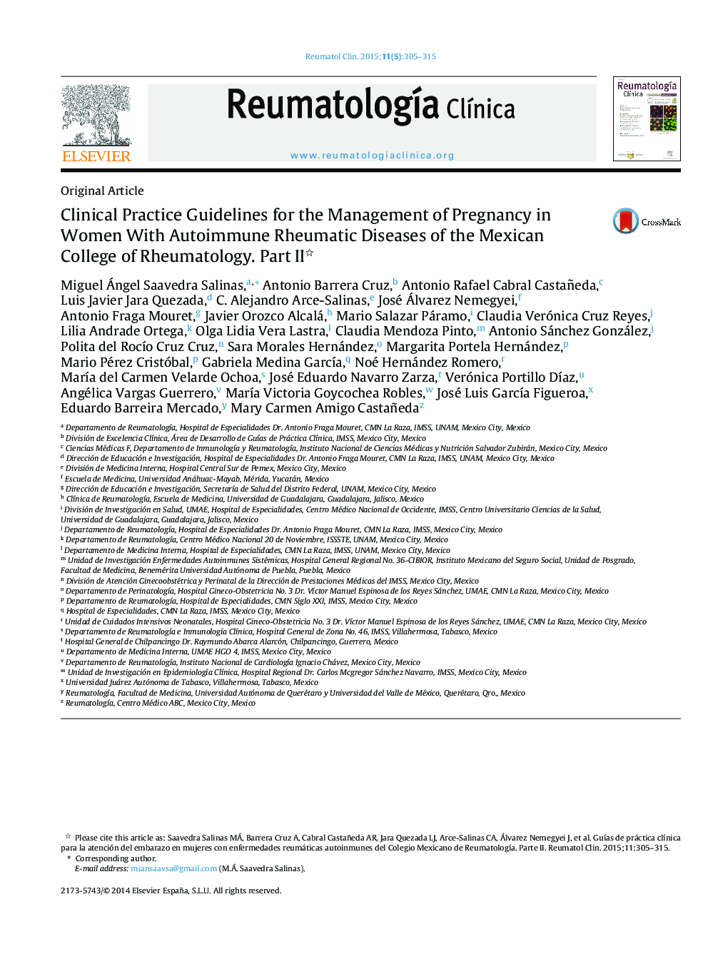 Clinical Practice Guidelines for the Management of Pregnancy in Women With Autoimmune Rheumatic Diseases of the Mexican College of Rheumatology. Part II 