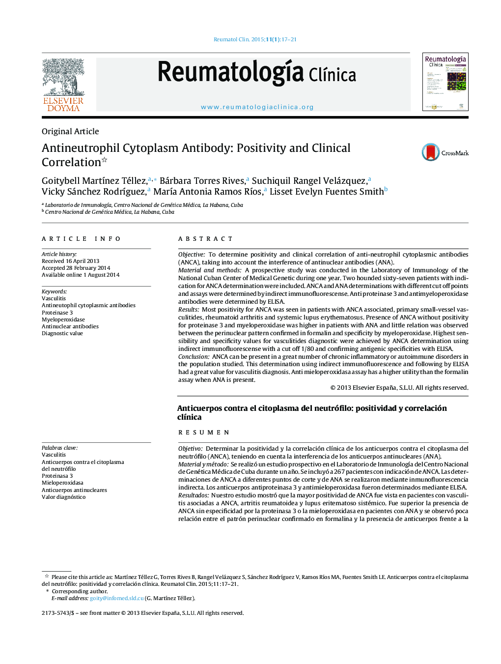 Antineutrophil Cytoplasm Antibody: Positivity and Clinical Correlation 