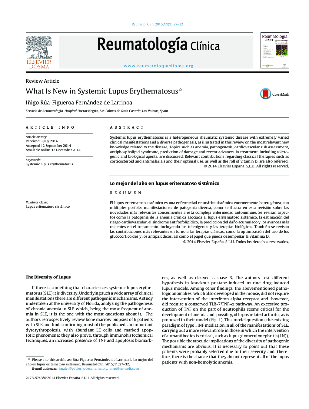 What Is New in Systemic Lupus Erythematosus 