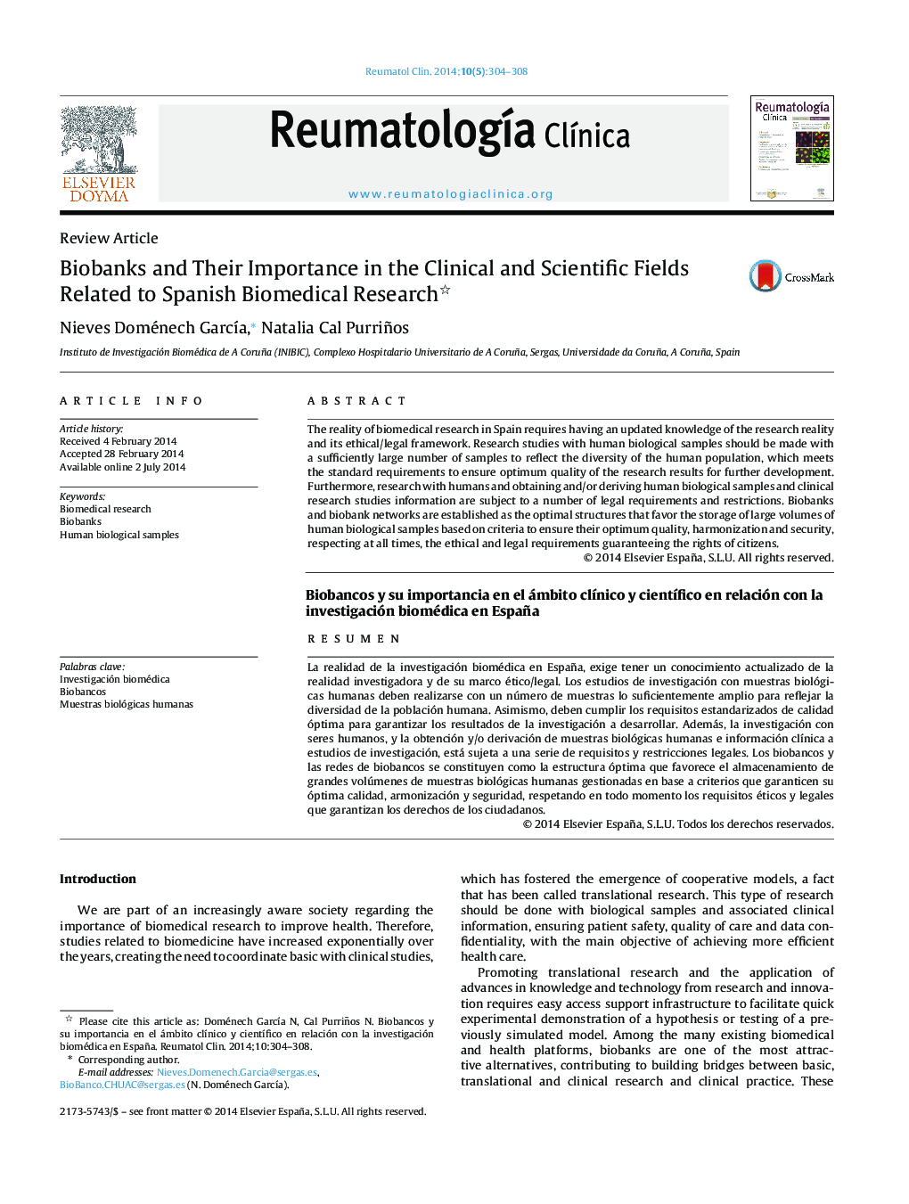 Biobanks and Their Importance in the Clinical and Scientific Fields Related to Spanish Biomedical Research 