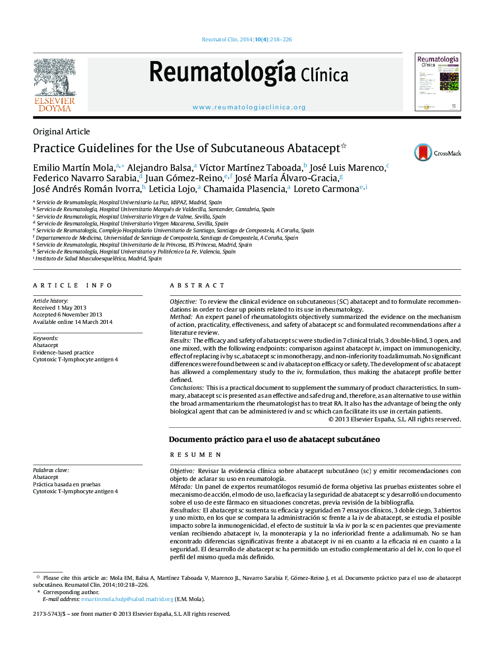 Practice Guidelines for the Use of Subcutaneous Abatacept 