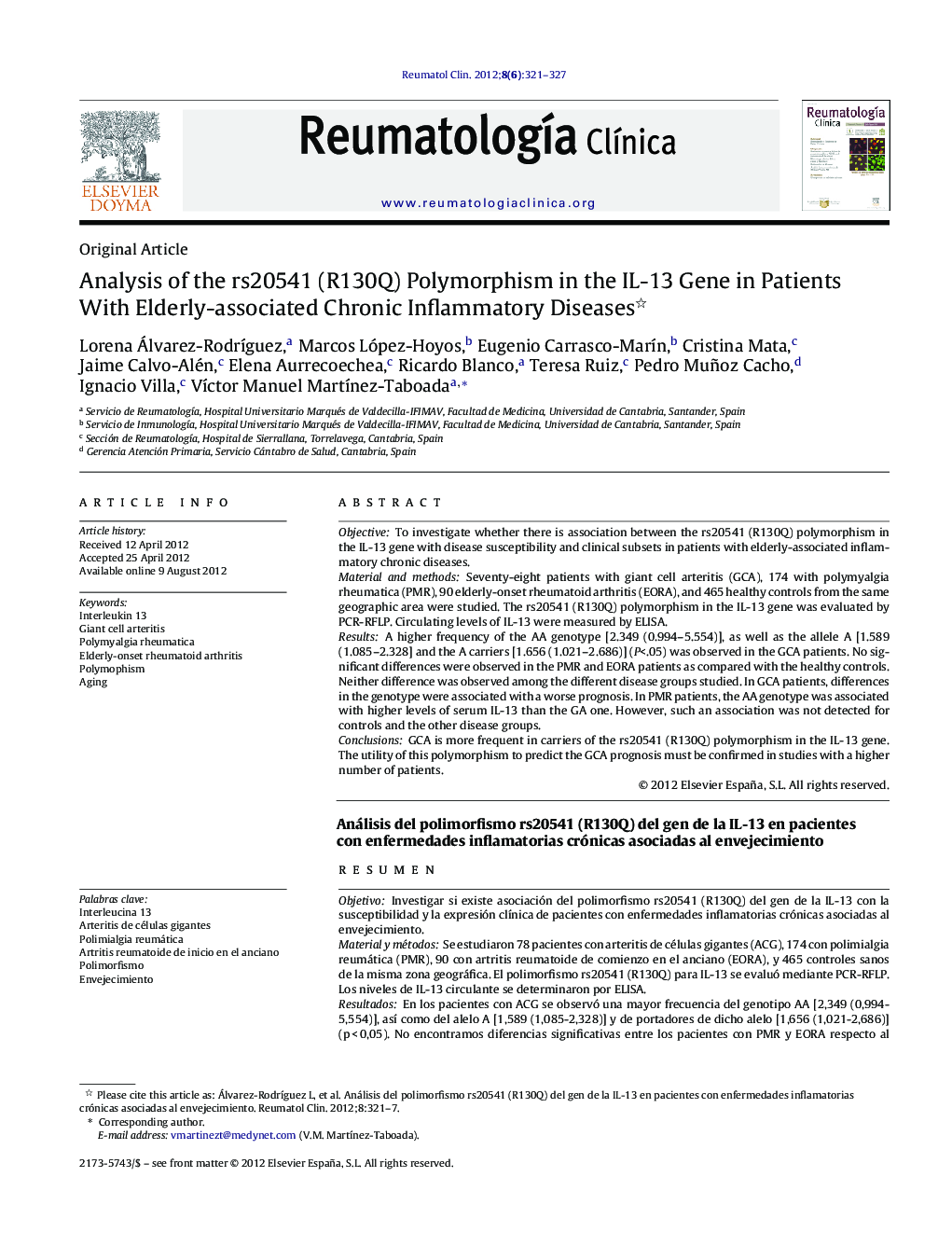 Analysis of the rs20541 (R130Q) Polymorphism in the IL-13 Gene in Patients With Elderly-associated Chronic Inflammatory Diseases 