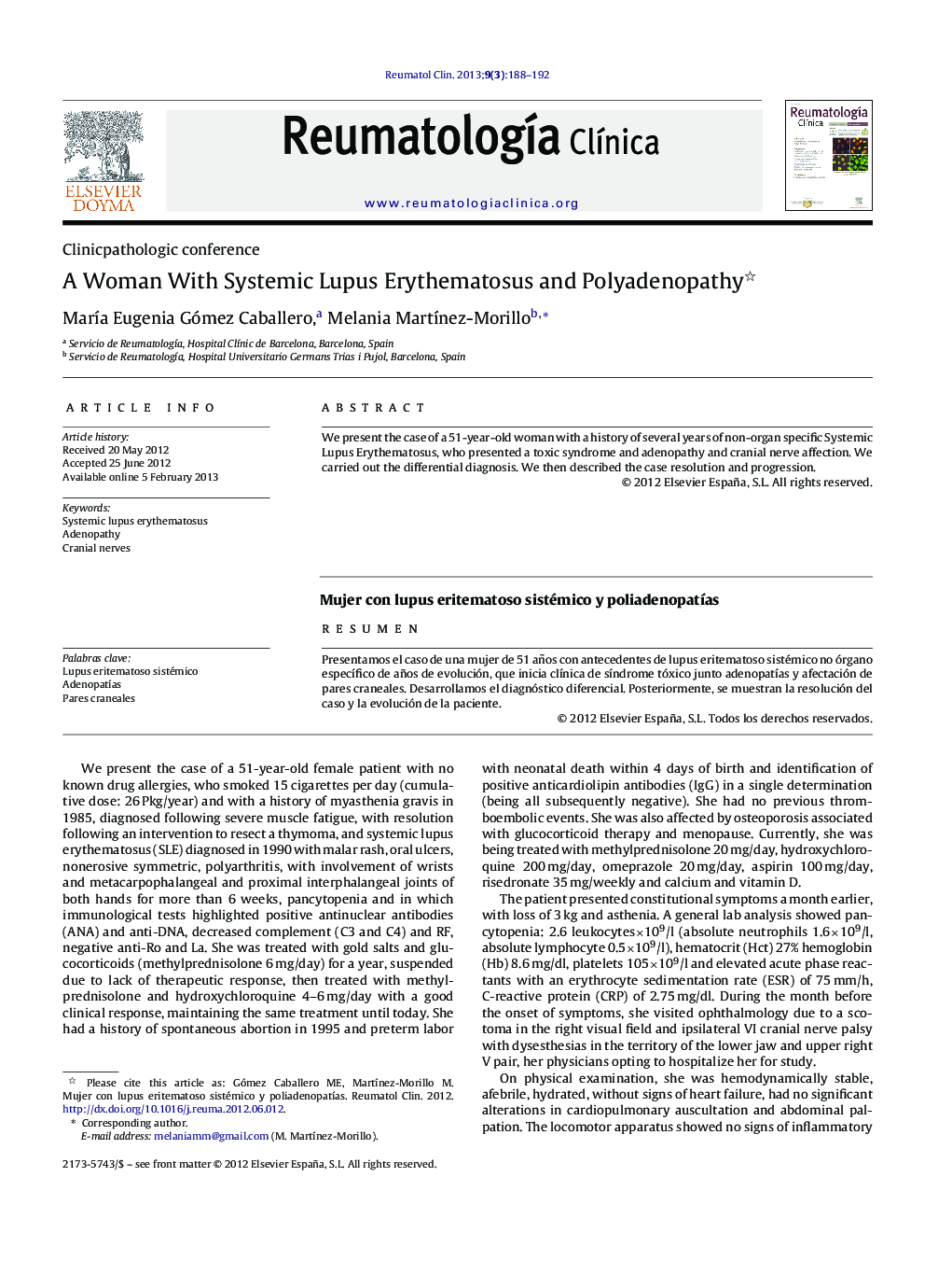 A Woman With Systemic Lupus Erythematosus and Polyadenopathy 