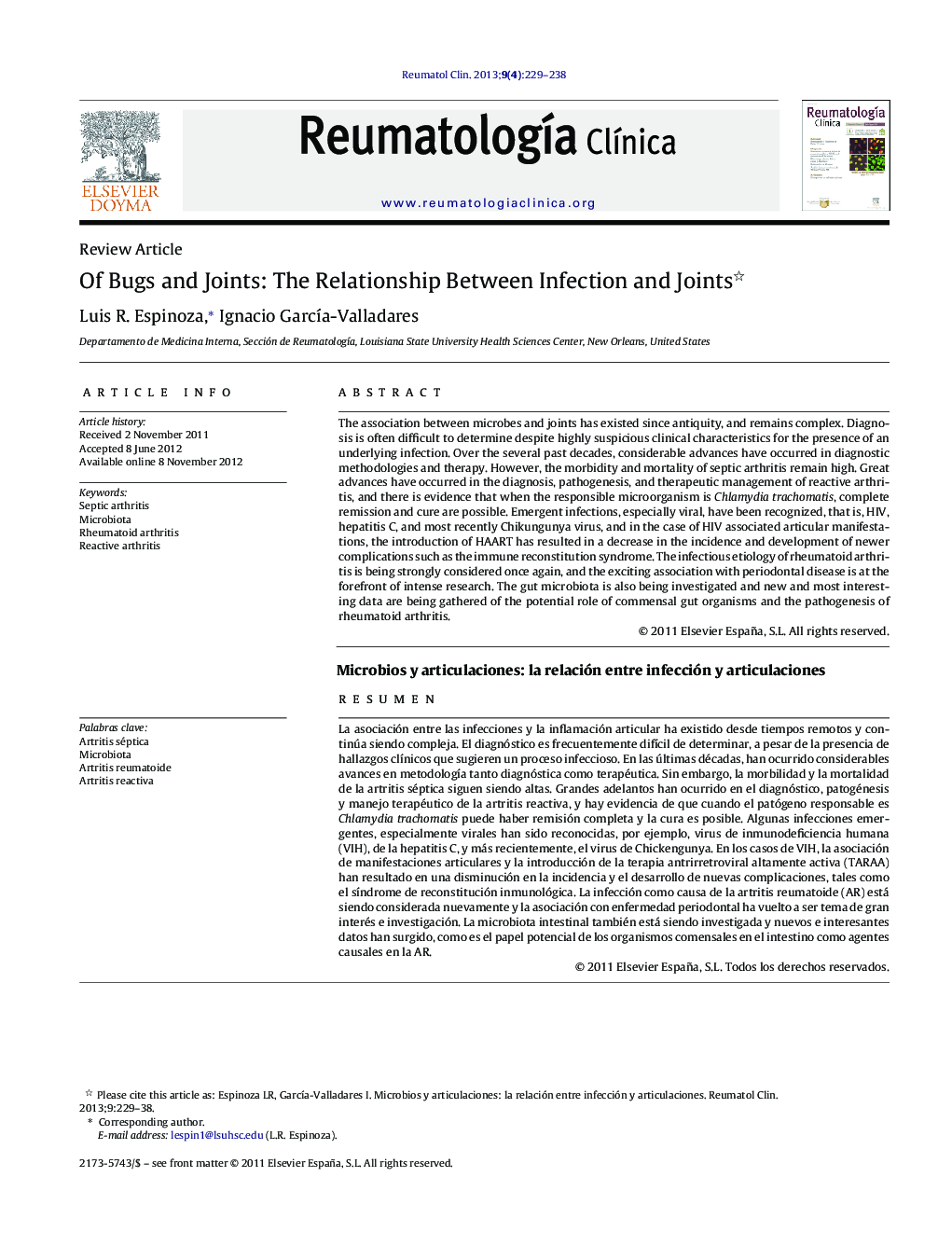 Of Bugs and Joints: The Relationship Between Infection and Joints 