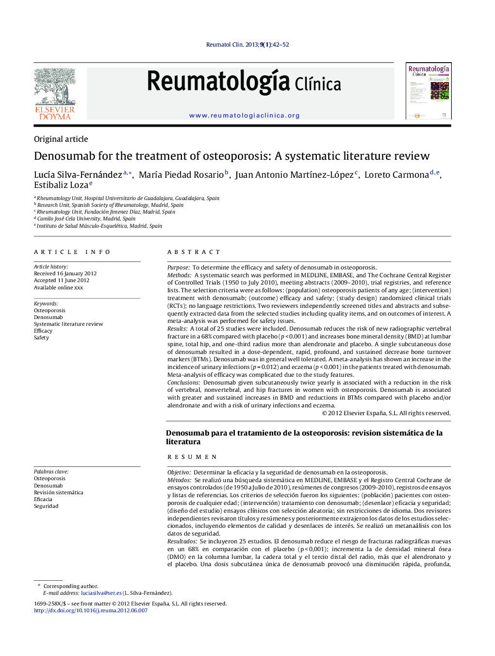 Denosumab for the treatment of osteoporosis: A systematic literature review