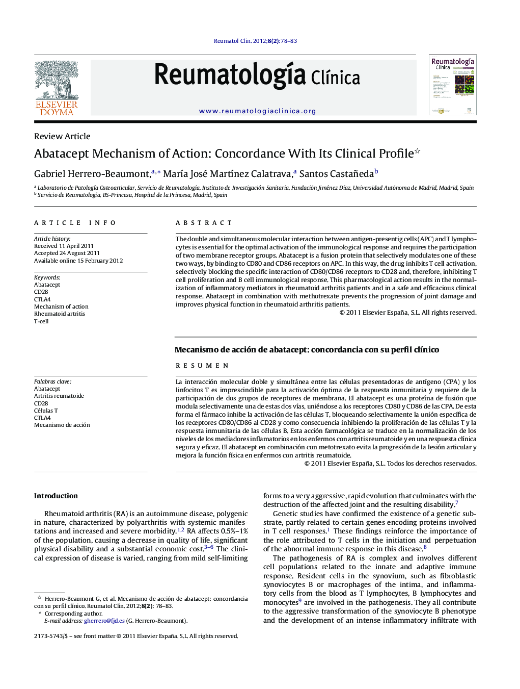 Abatacept Mechanism of Action: Concordance With Its Clinical Profile 