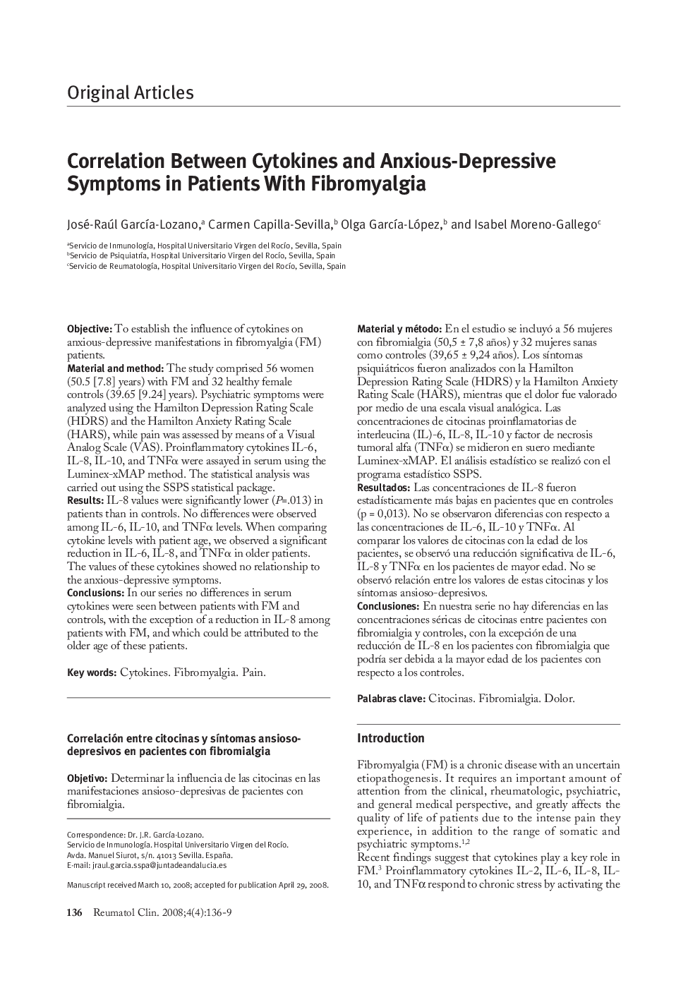 عکس صفحه اول مقاله: Correlation Between Cytokines and Anxious-Depressive Symptoms in Patients With Fibromyalgia Correlation Between Cytokines and Anxious-Depressive Symptoms in Patients With Fibromyalgia