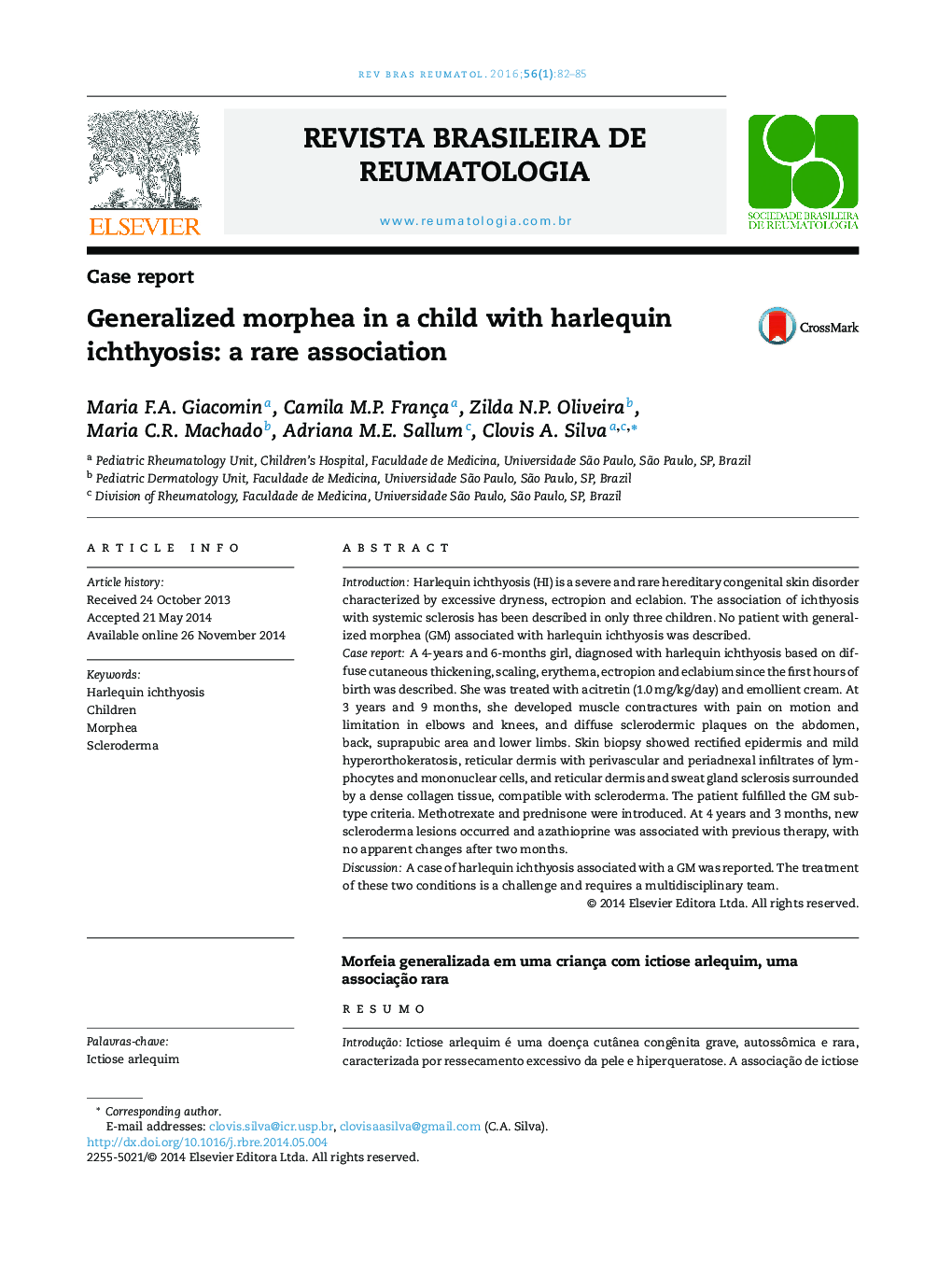 Generalized morphea in a child with harlequin ichthyosis: a rare association