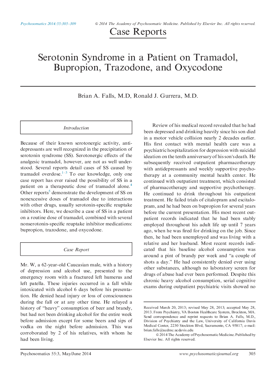 Serotonin Syndrome in a Patient on Tramadol, Bupropion, Trazodone, and Oxycodone