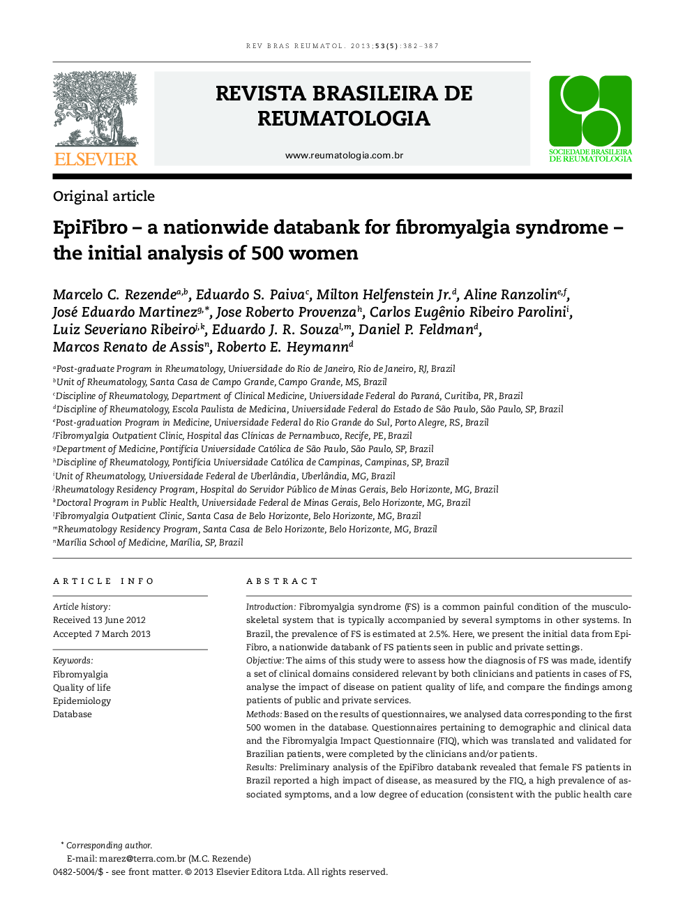 EpiFibro – a nationwide databank for fibromyalgia syndrome – the initial analysis of 500 women
