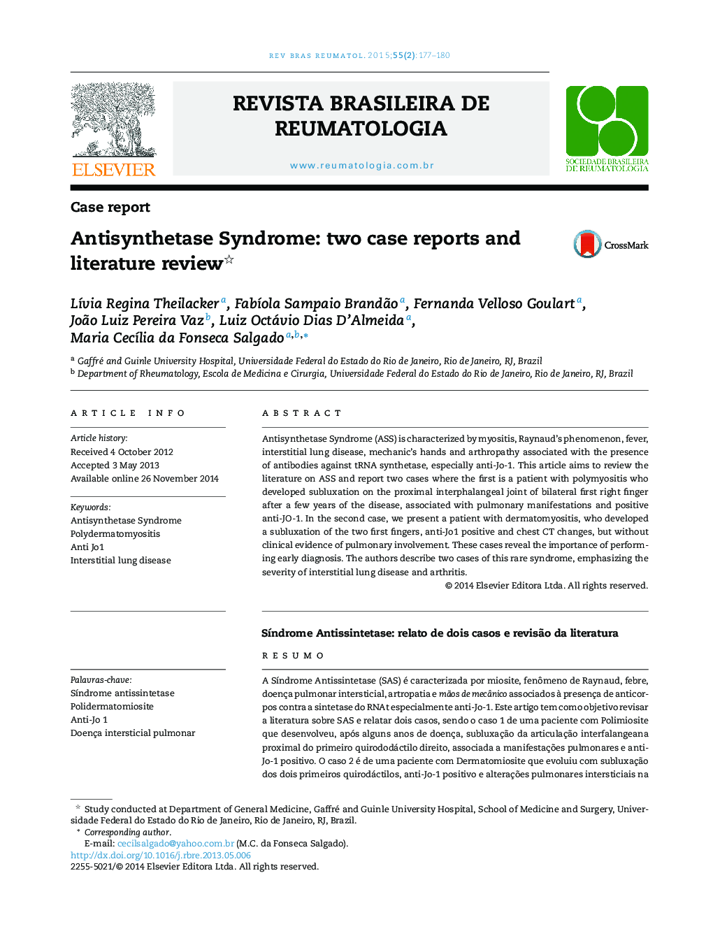 Antisynthetase Syndrome: two case reports and literature review 