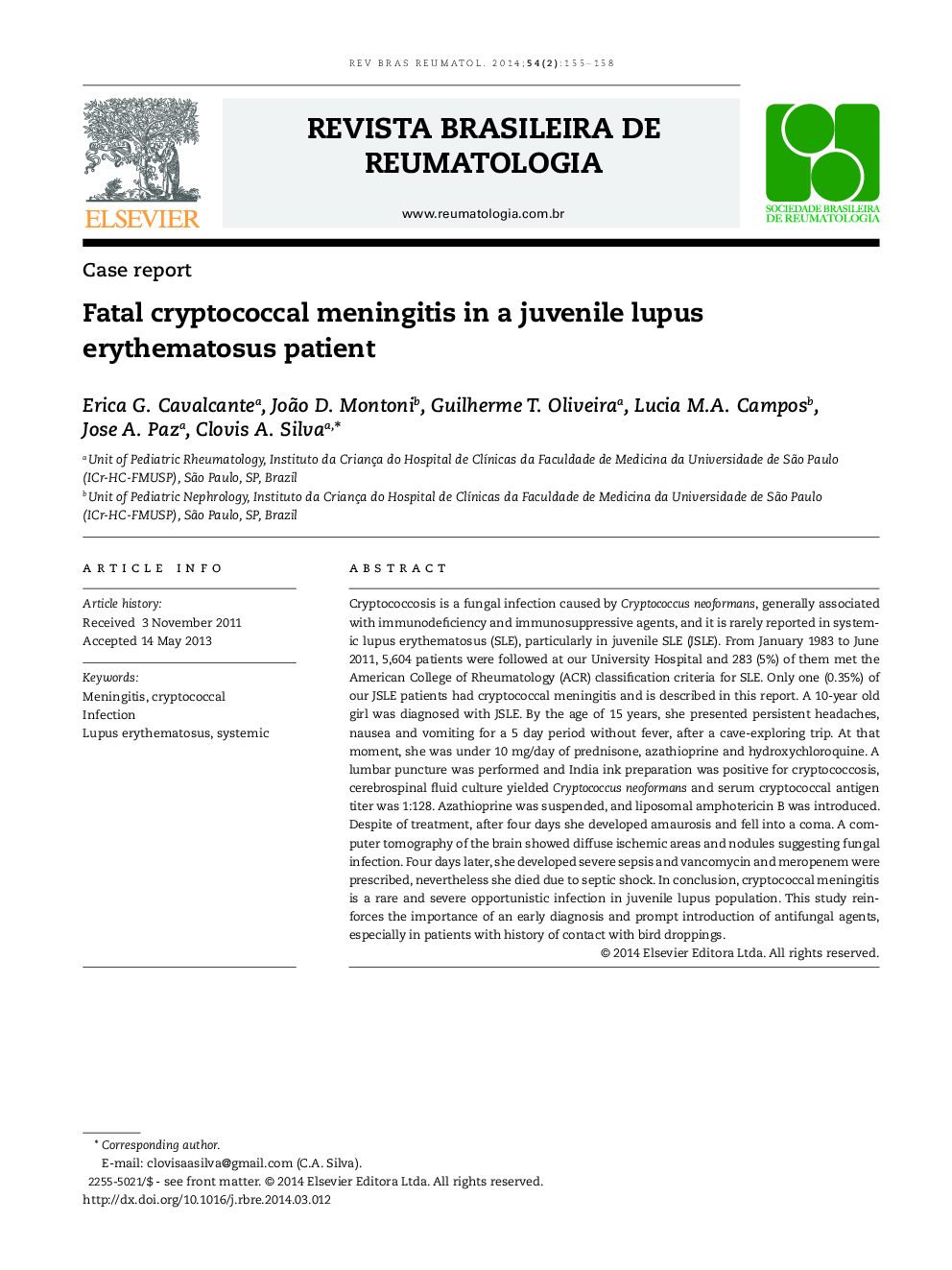 Fatal cryptococcal meningitis in a juvenile lupus erythematosus patient